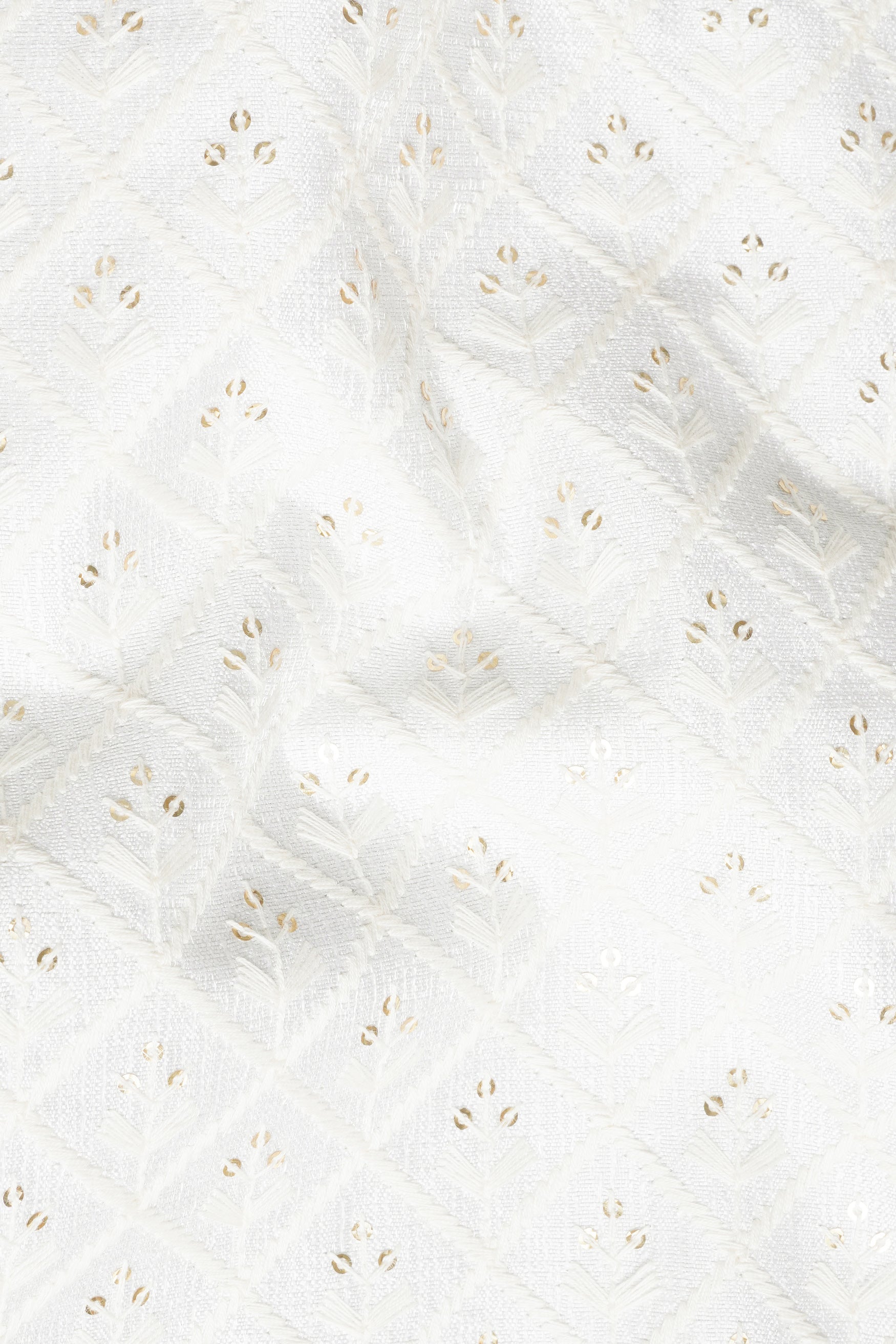 Bright White Trellis Sequin and Thread Embroidered Designer Nehru Jacket WC3474-36, WC3474-38, WC3474-40, WC3474-42, WC3474-44, WC3474-46, WC3474-48, WC3474-50, WC3474-52, WC3474-54, WC3474-56, WC3474-58, WC3474-60