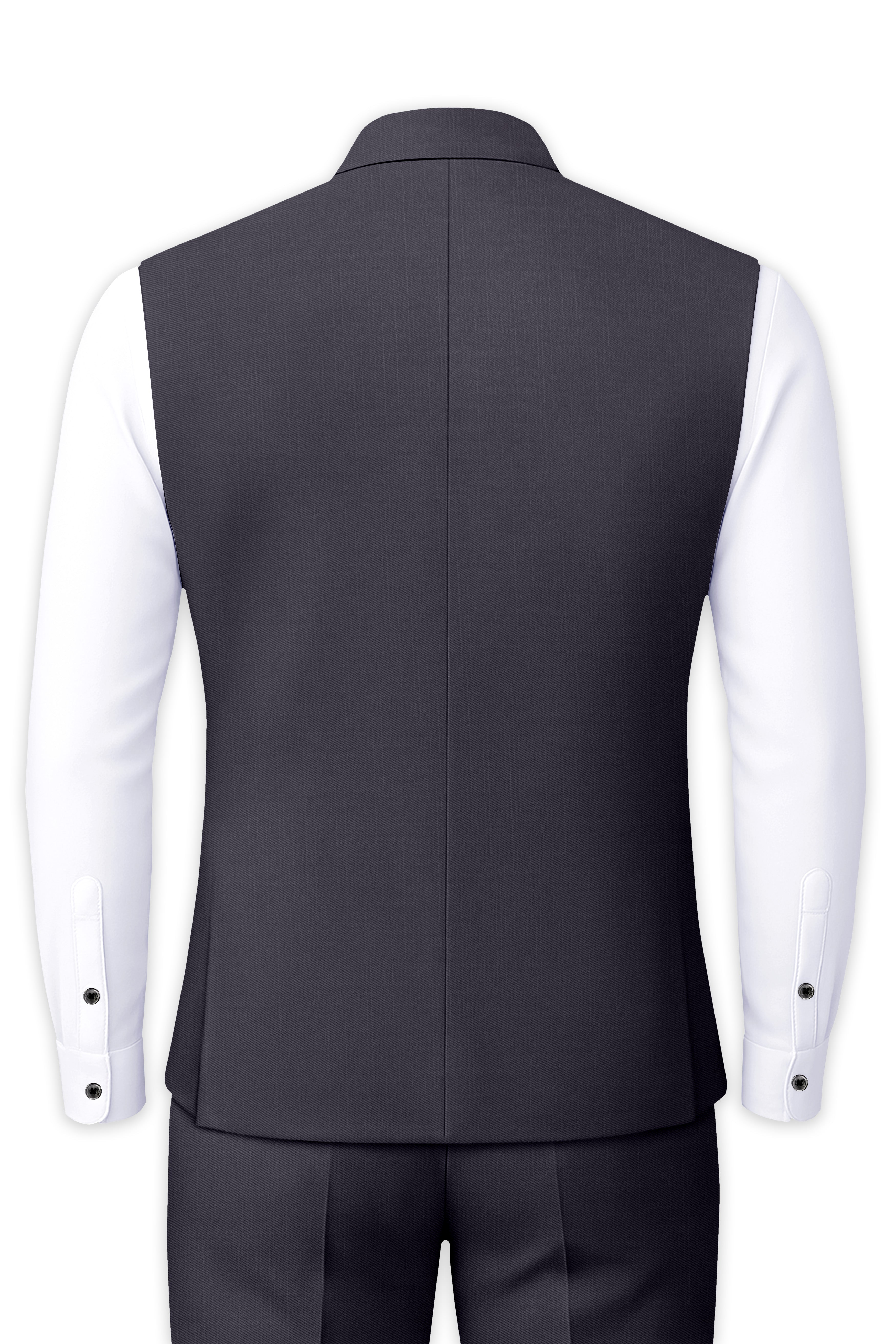 Vogue-Glaucous Gray Solid Wool Rich Slight Stretch Nehru Jacket