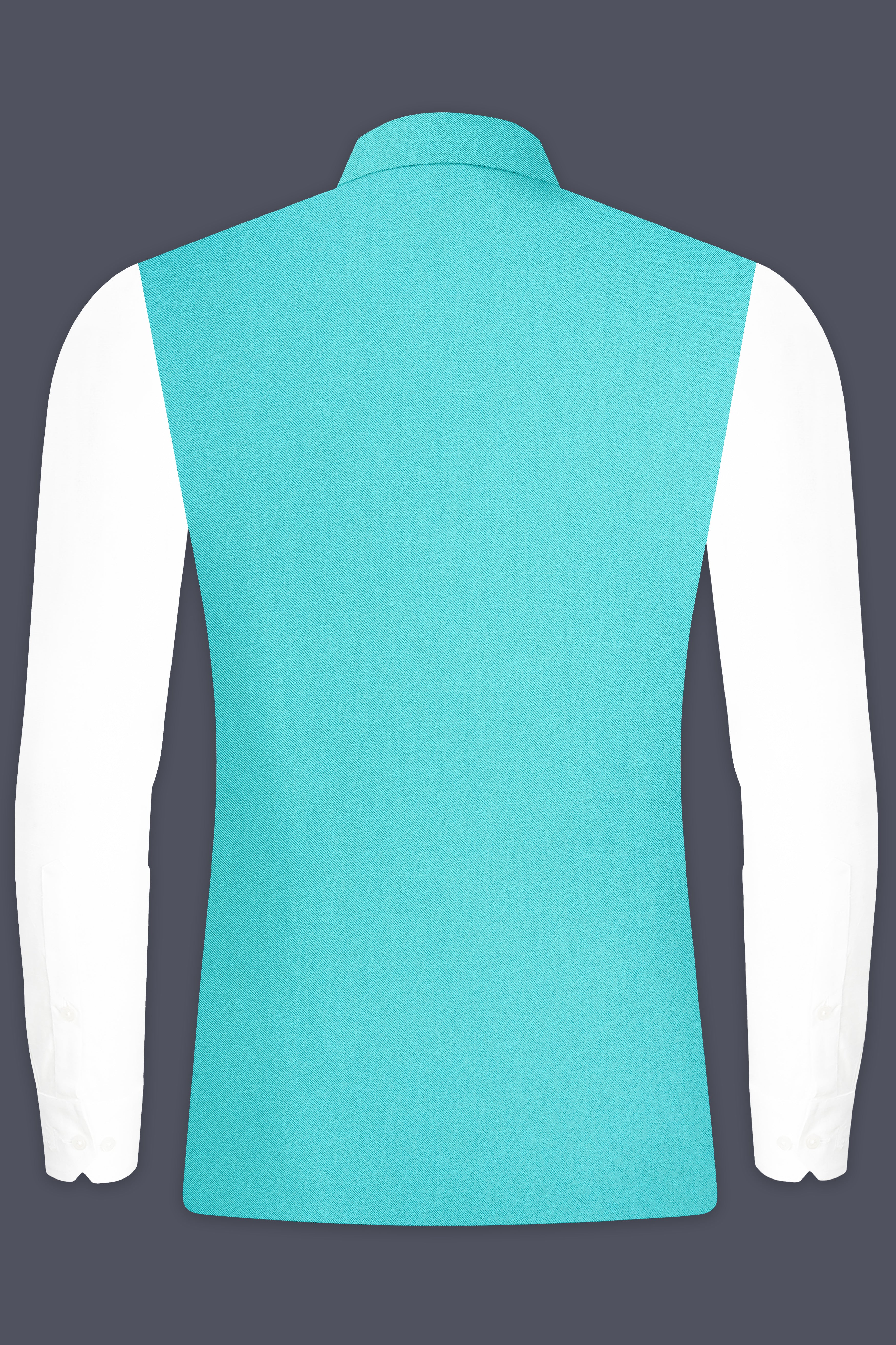 Aegir-Viking Blue Wool Rich Slight Stretch Nehru Jacket