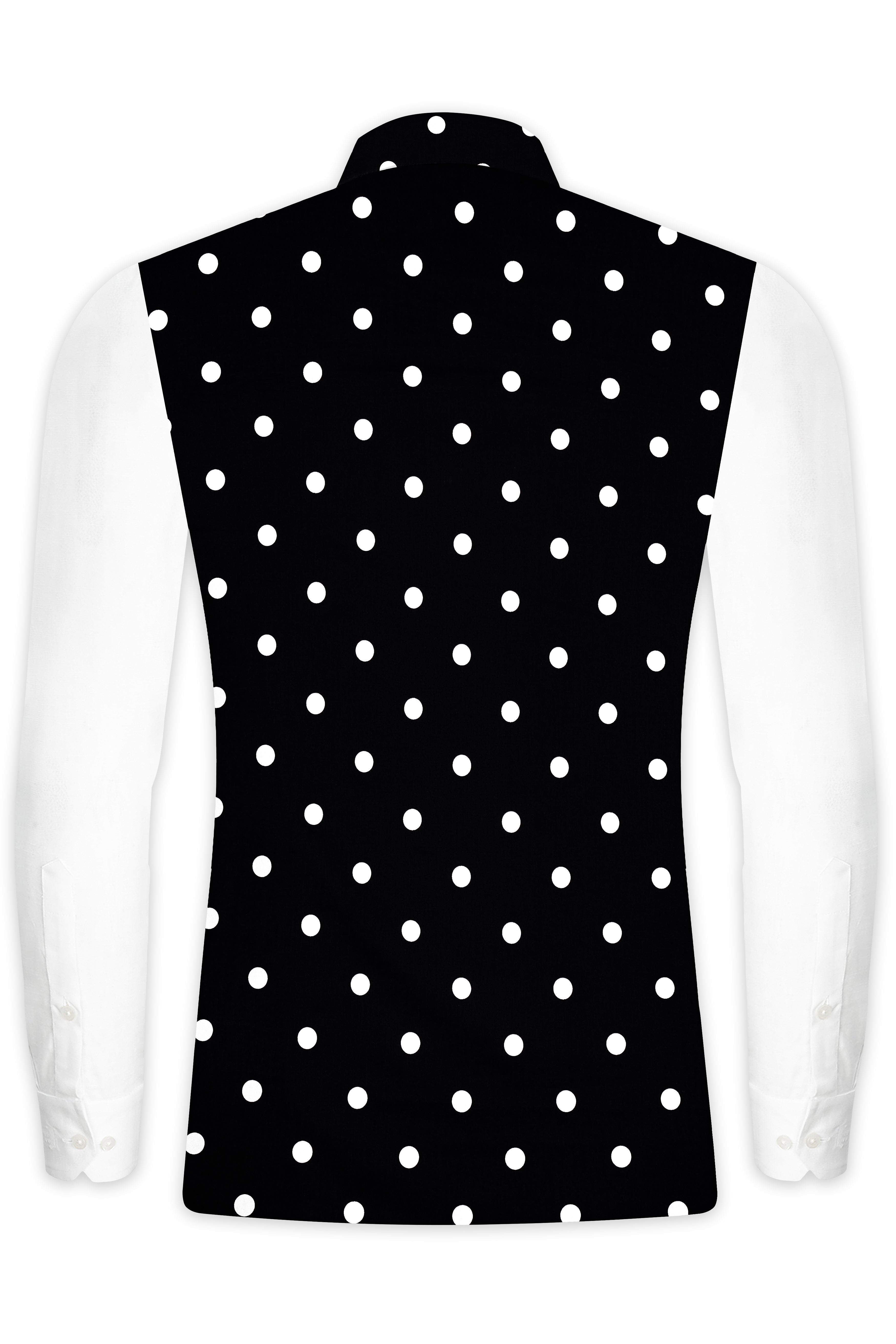 Noirdot-Jade Black Polka Dotted Premium Cotton Nehru Jacket