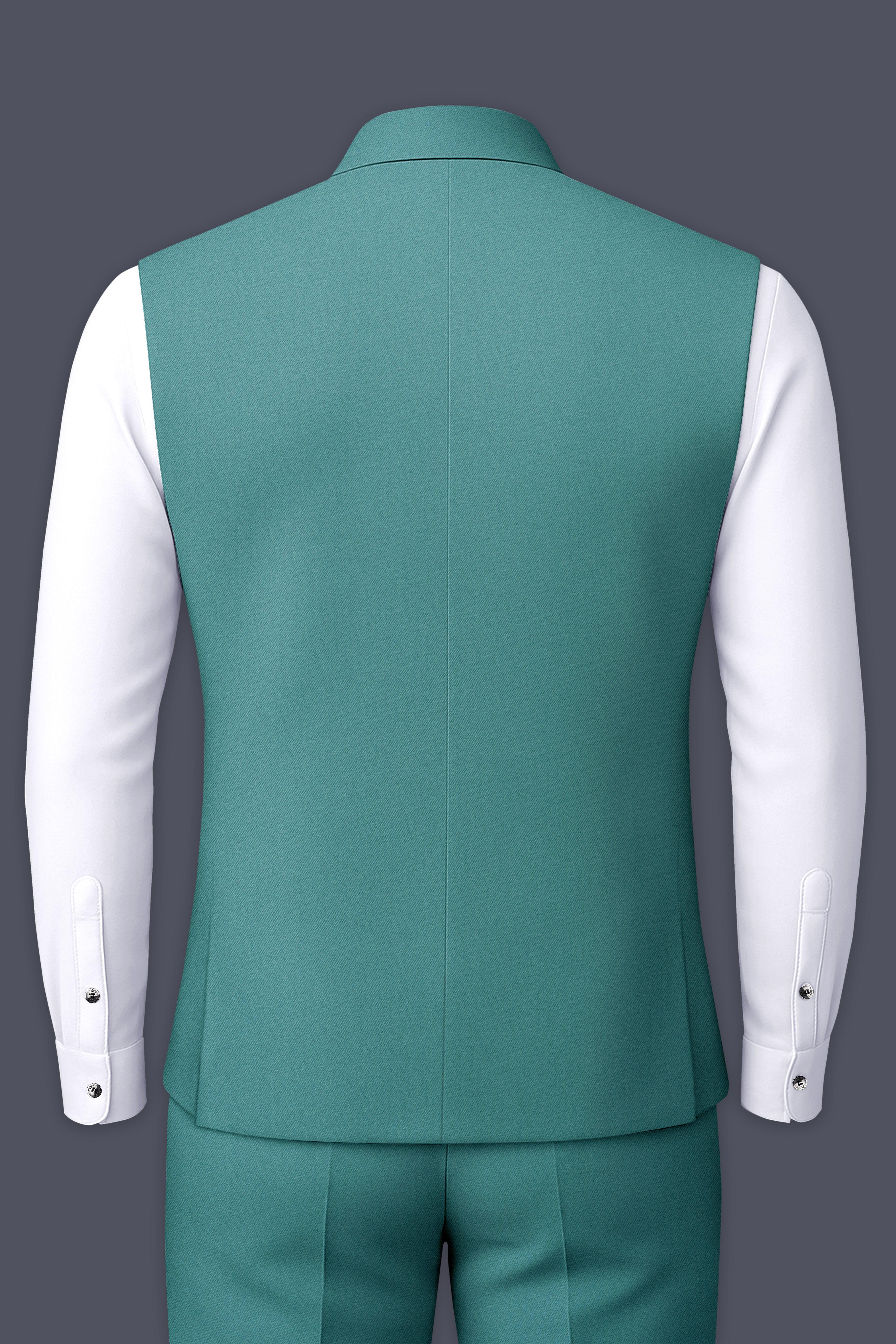 Travirid-Gothic Green Wool Rich Wool Rich Slight Stretch Nehru Jacket