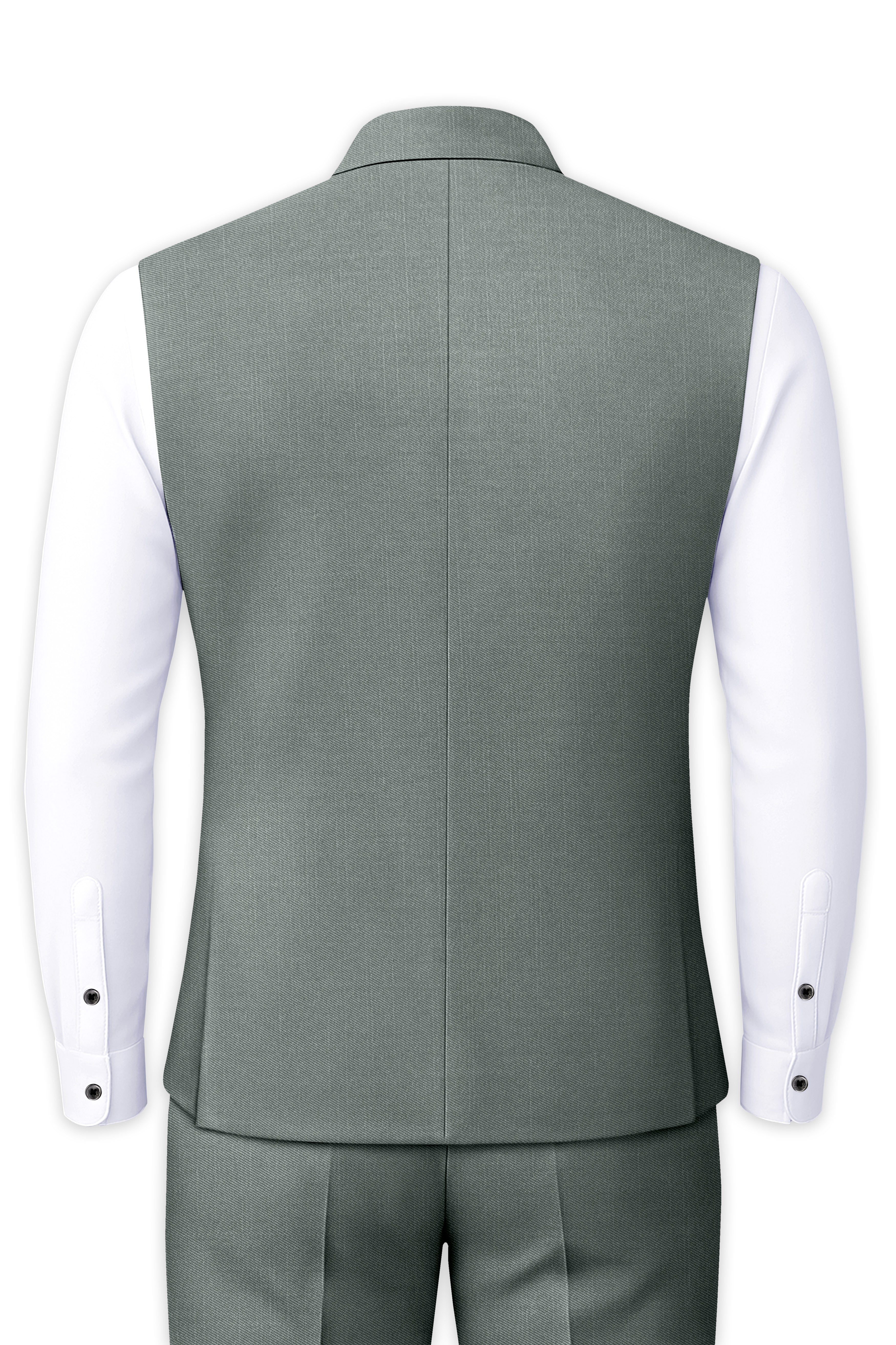 Travliam-William Green Wool Rich Wool Rich Slight Stretch Nehru Jacket