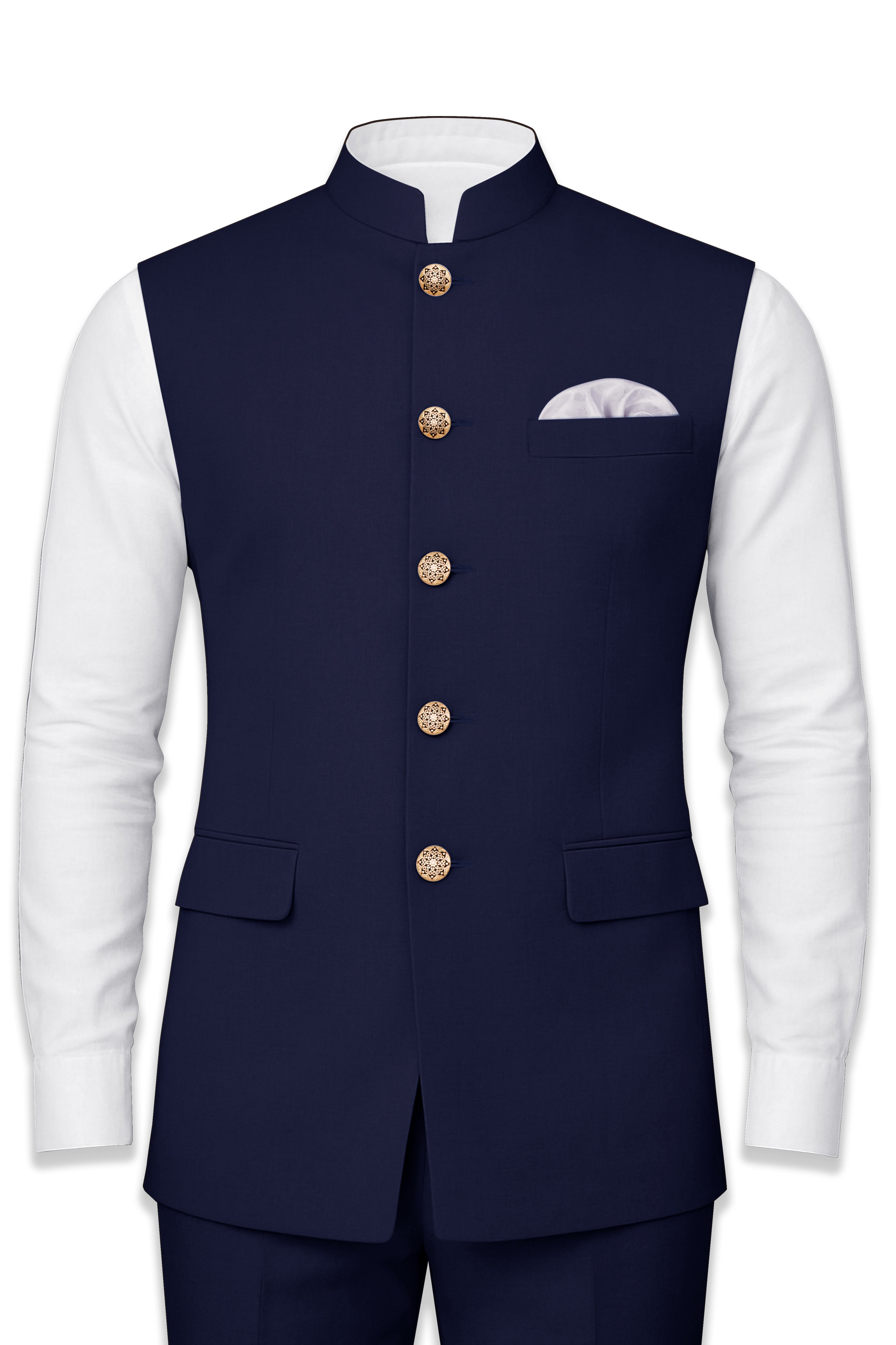 Azurion-Royal Blue Wool Rich Nehru Jacket
