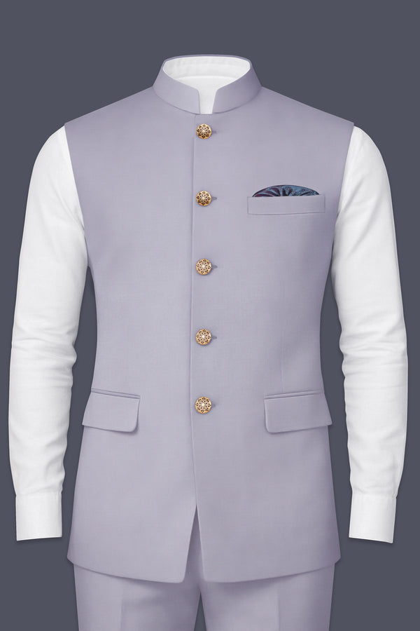Mistivell-Mountain Mist Gray Wool Rich Nehru Jacket