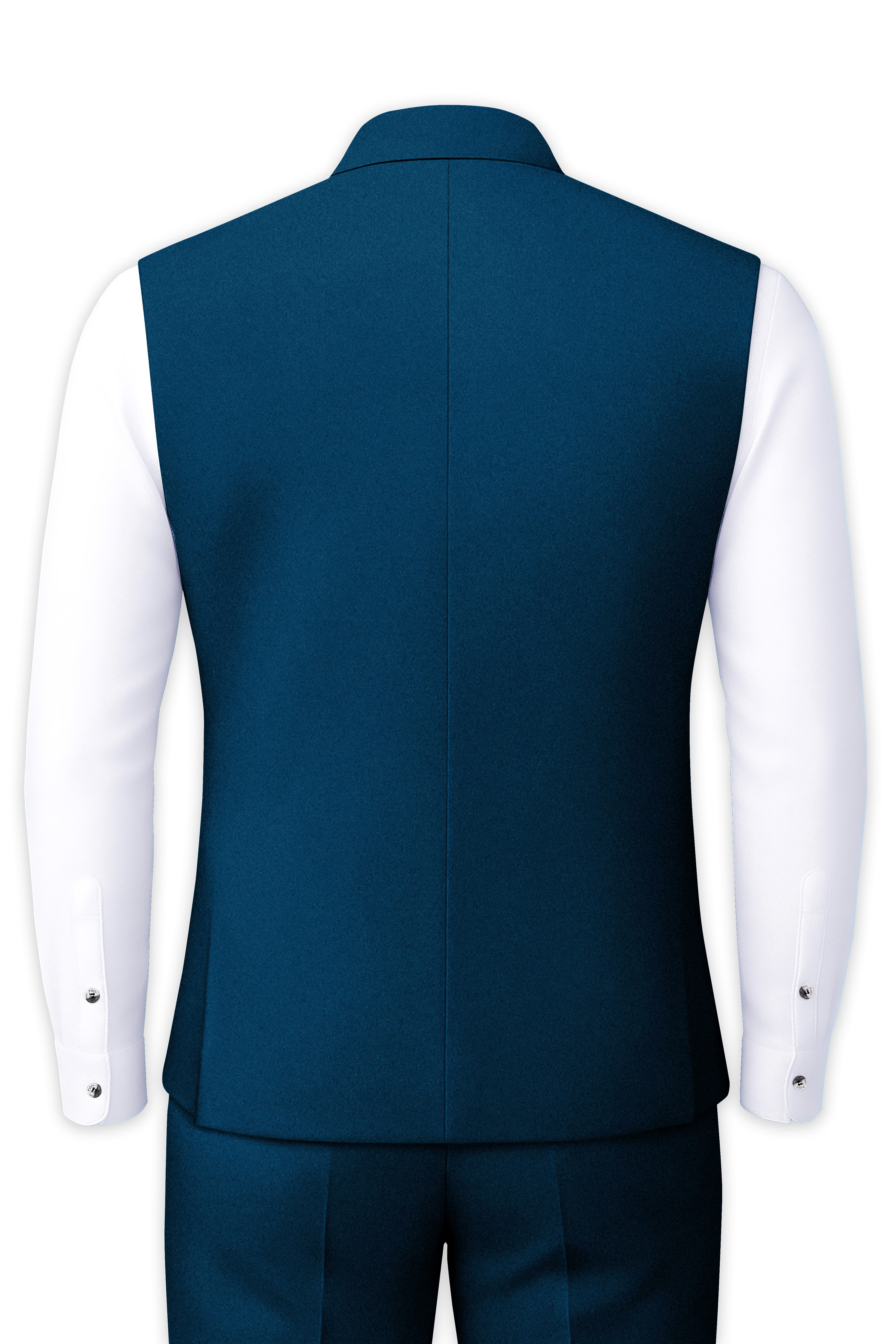 Aureblu-Korean Prussian Blue 4-Way Stretch Wool Rich Nehru Jacket
