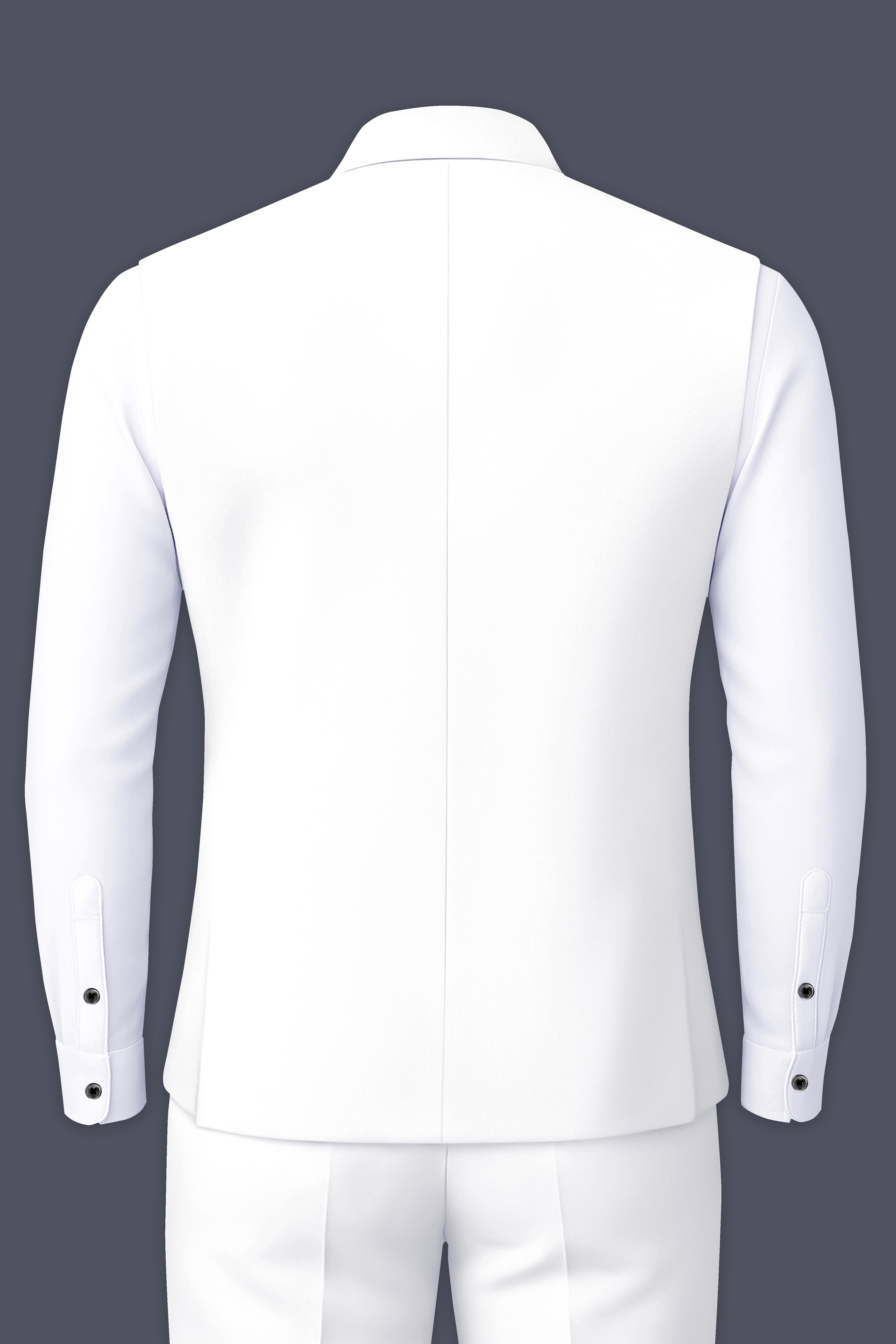Shiro-Japanese Bright White 4-Way Stretch Wrinkle-Free Wool Rich Nehru Jacket