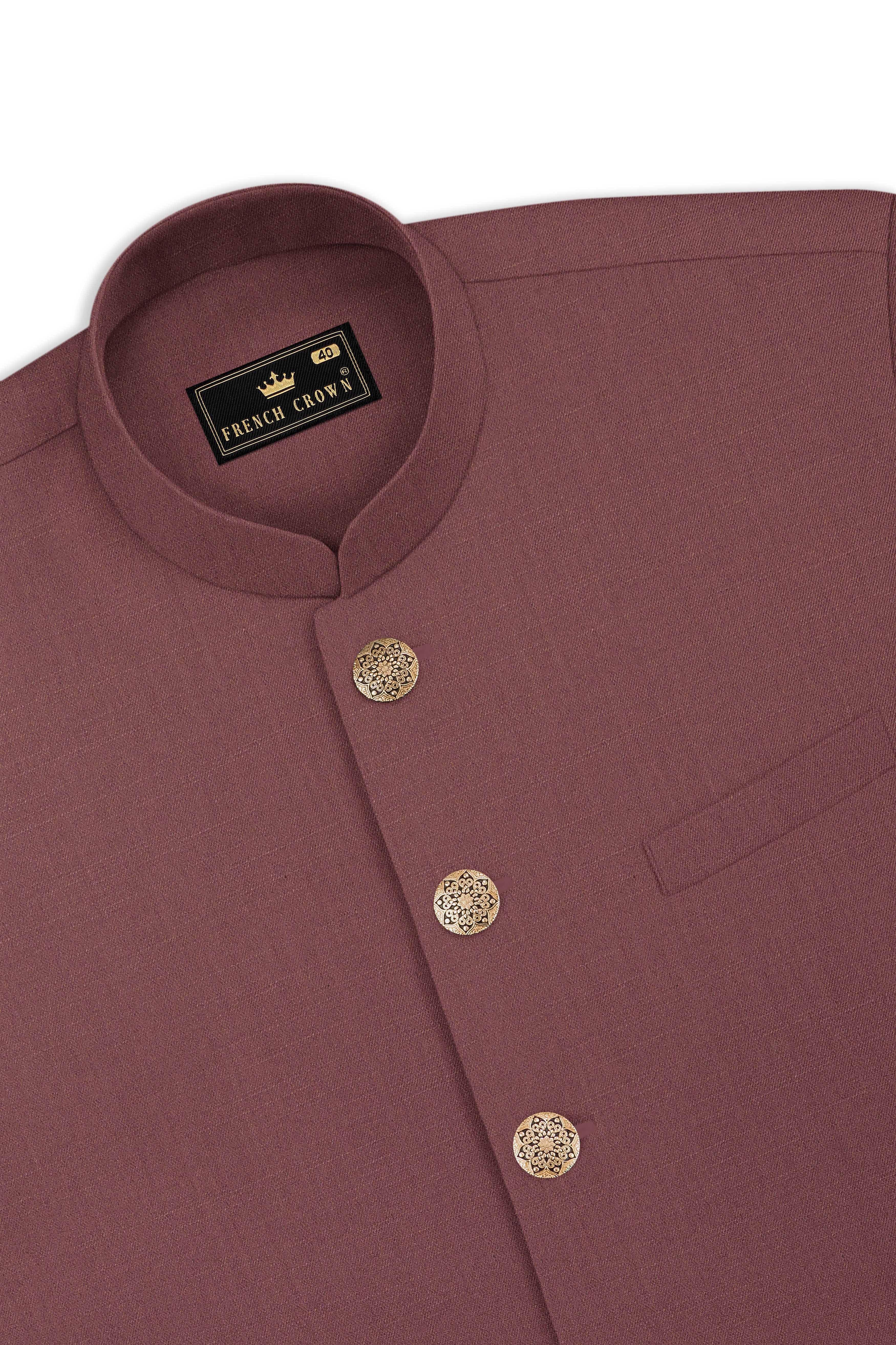 Heritage-Finch Maroon Wool Rich Slight Stretch Nehru Jacket