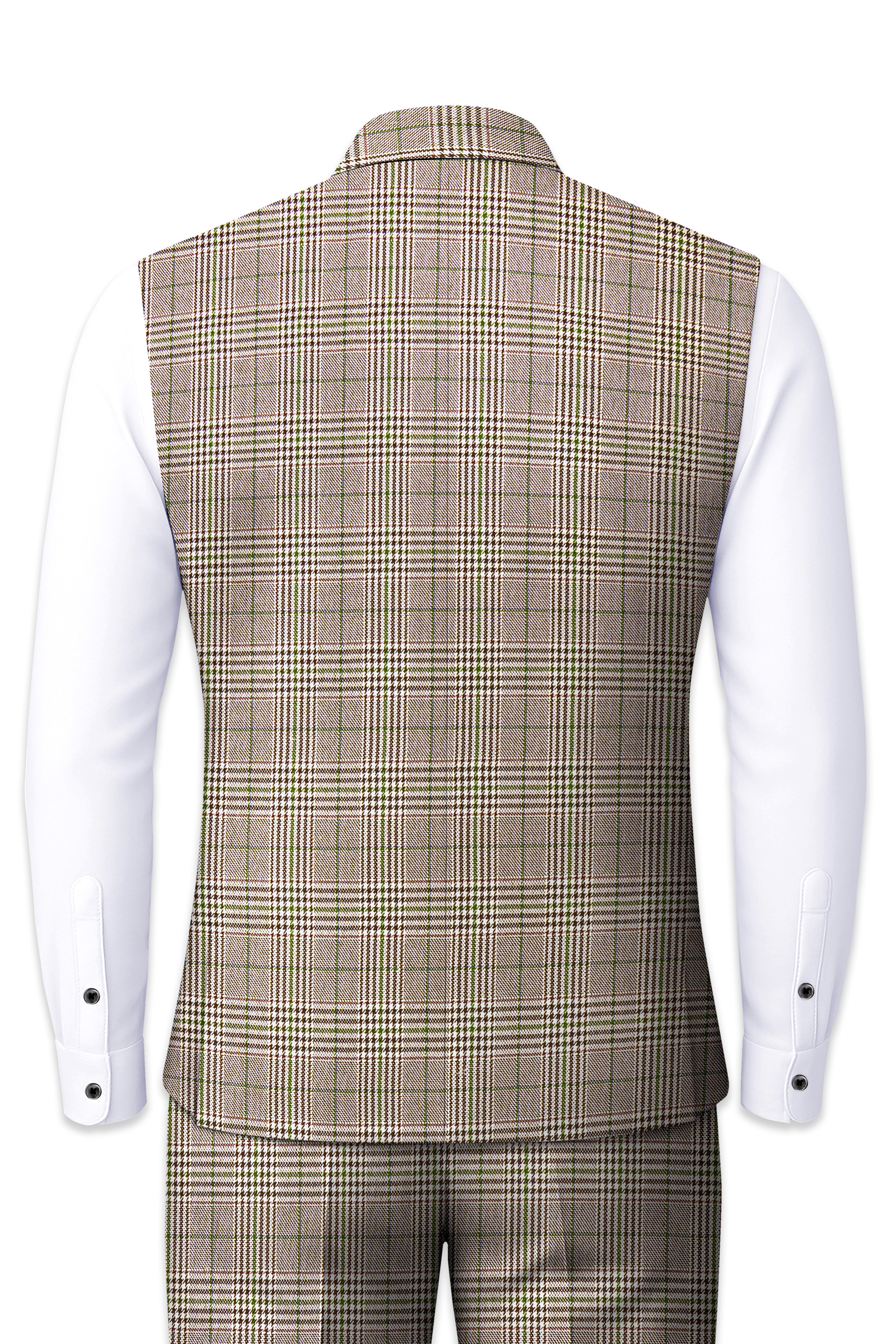 Nawab-Tundora Brown Plaid Wool Rich Nehru Jackets