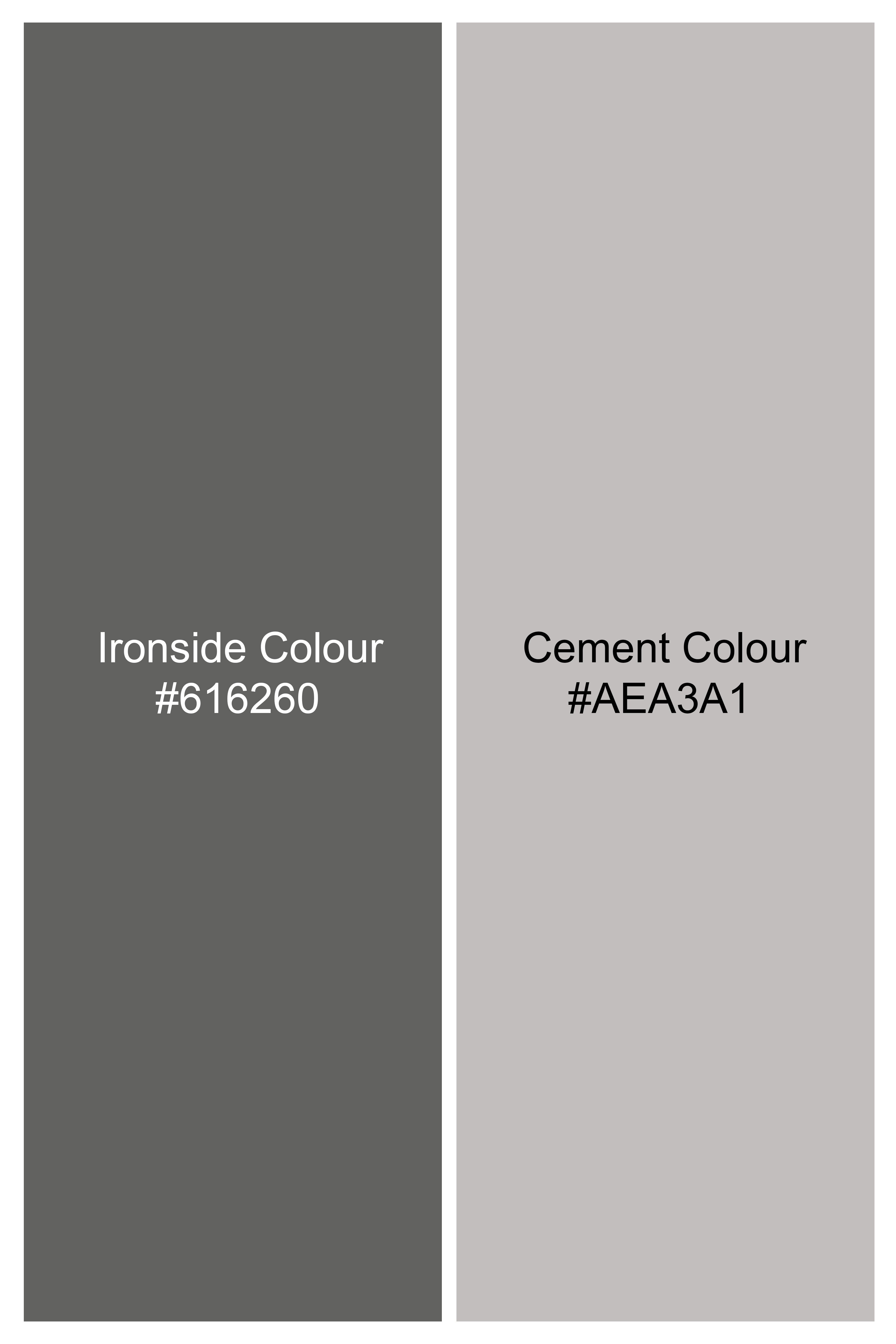 Ironside gray and Cement gray Floral Printed Nehru Jacket