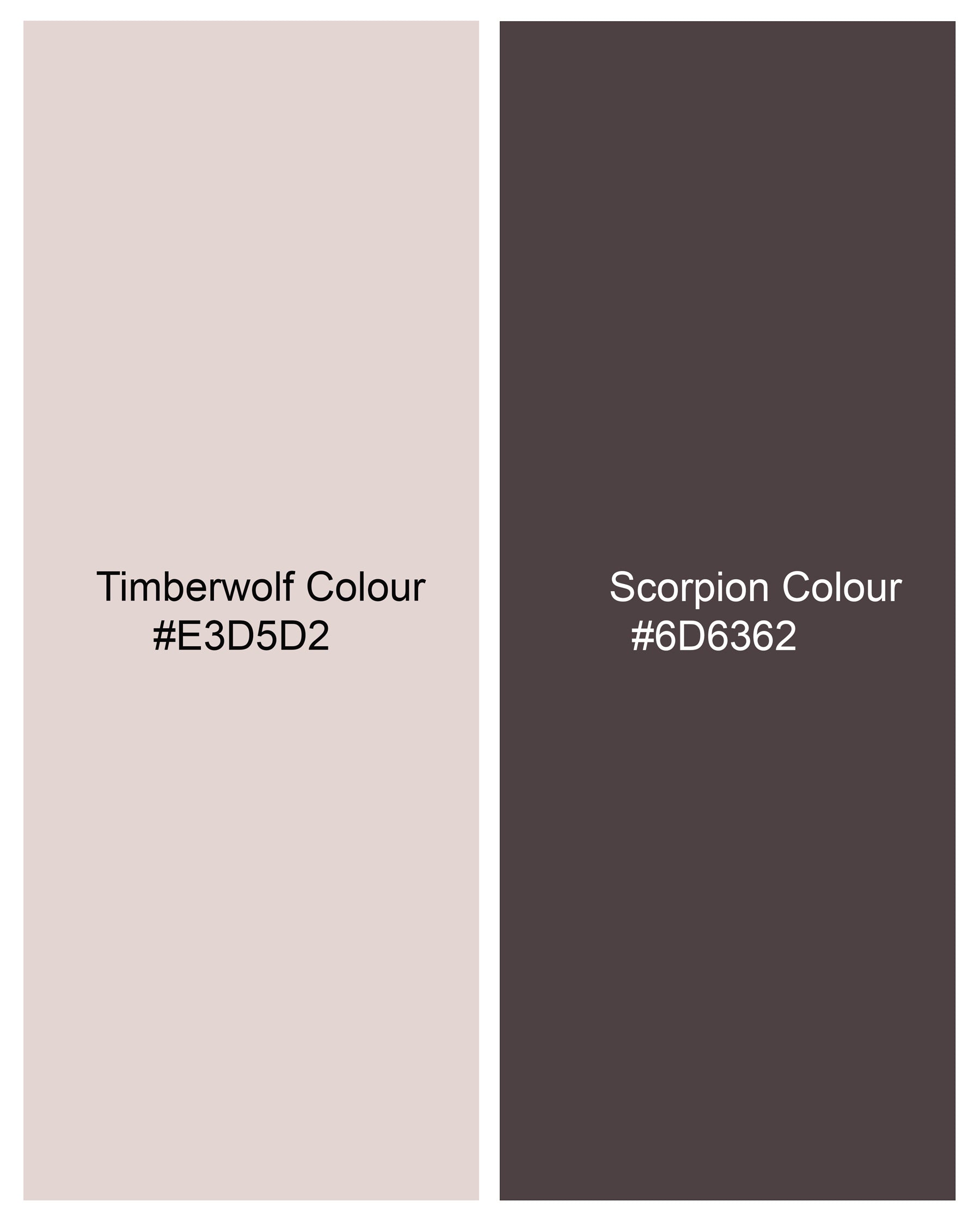 Timberwolf Cream with Scorpion Brown Super Soft Premium Cotton Thigh Length Dress WD034-32, WD034-34, WD034-36, WD034-38, WD034-40, WD034-42