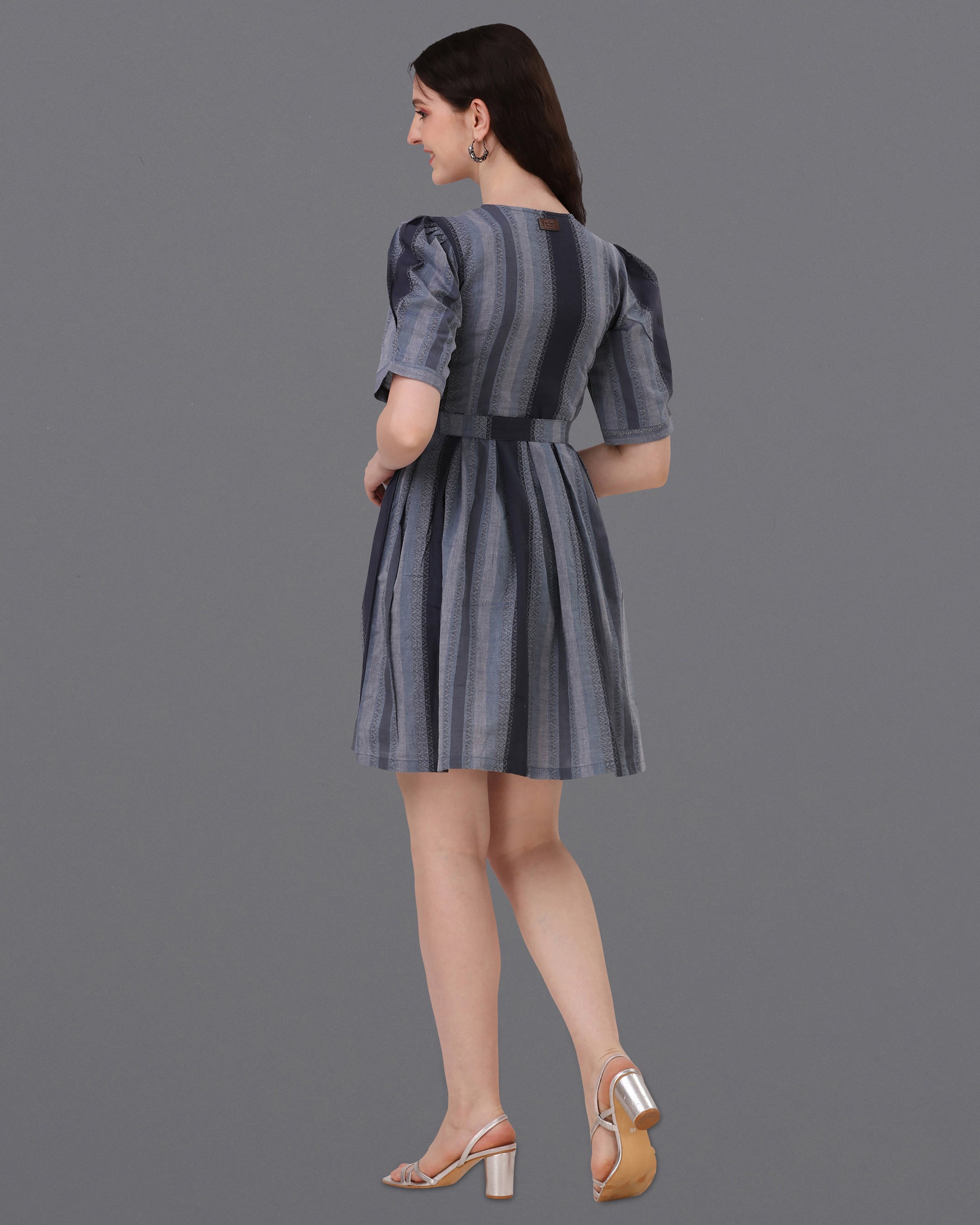 Iridium Blue with Mobster Gray Super Soft Premium Cotton Thigh Length Dress WD036-32, WD036-34, WD036-36, WD036-38, WD036-40, WD036-42
