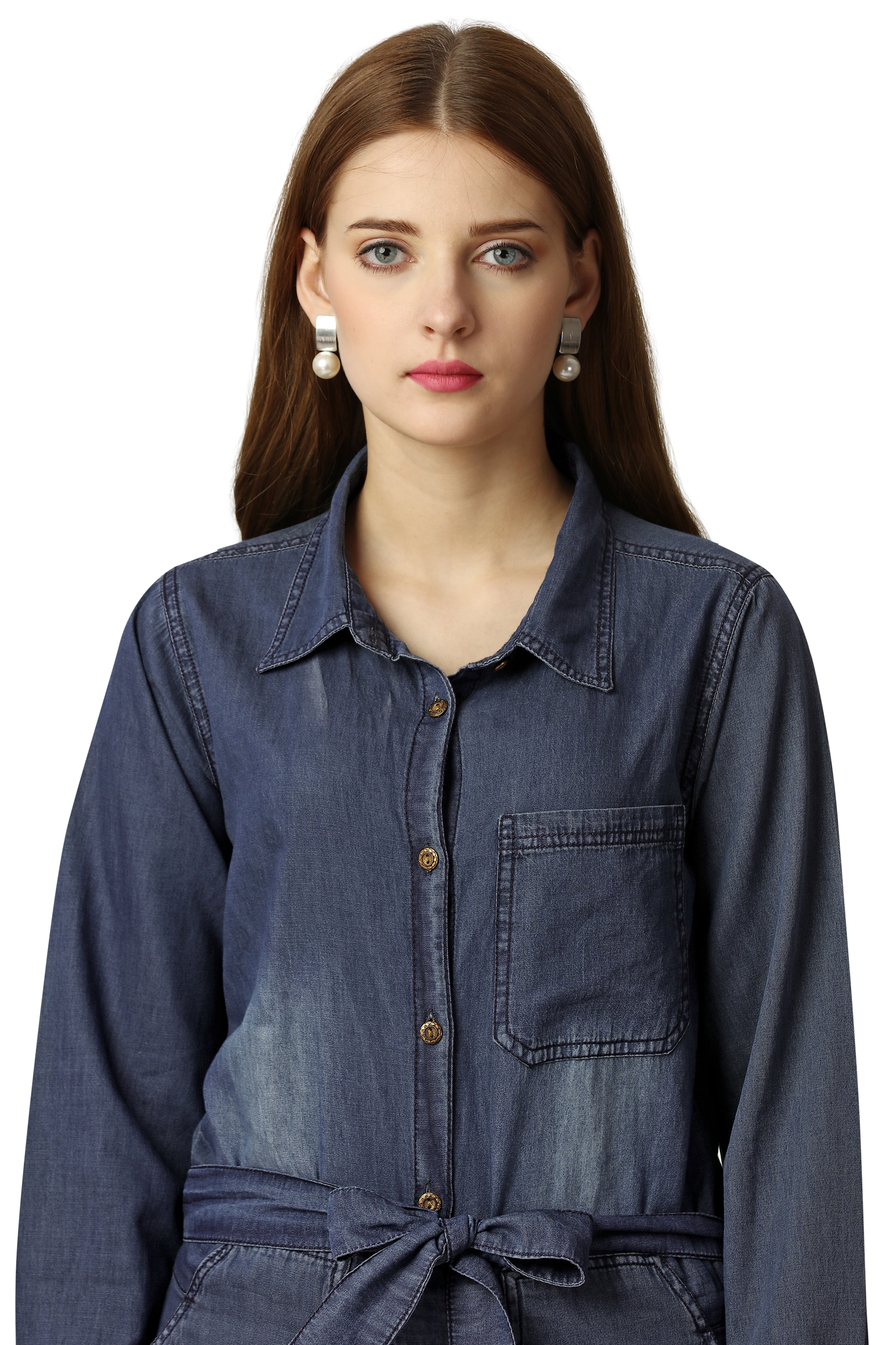 Gun Powder Blue Denim Jumpsuit