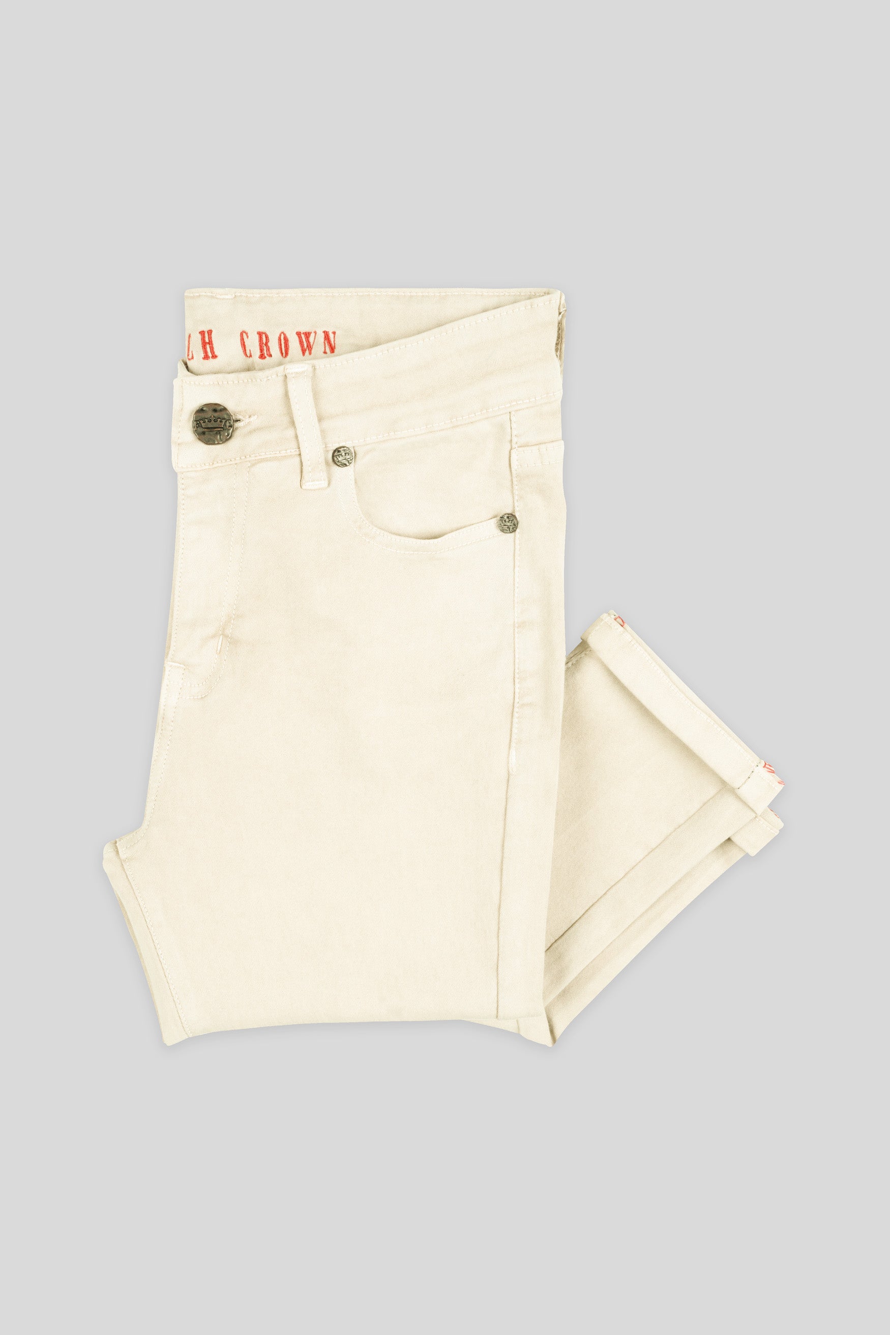 Women's Skinny Fit Almond Beige Rinse Wash Clean Look Ankle Length Stretchable Denim