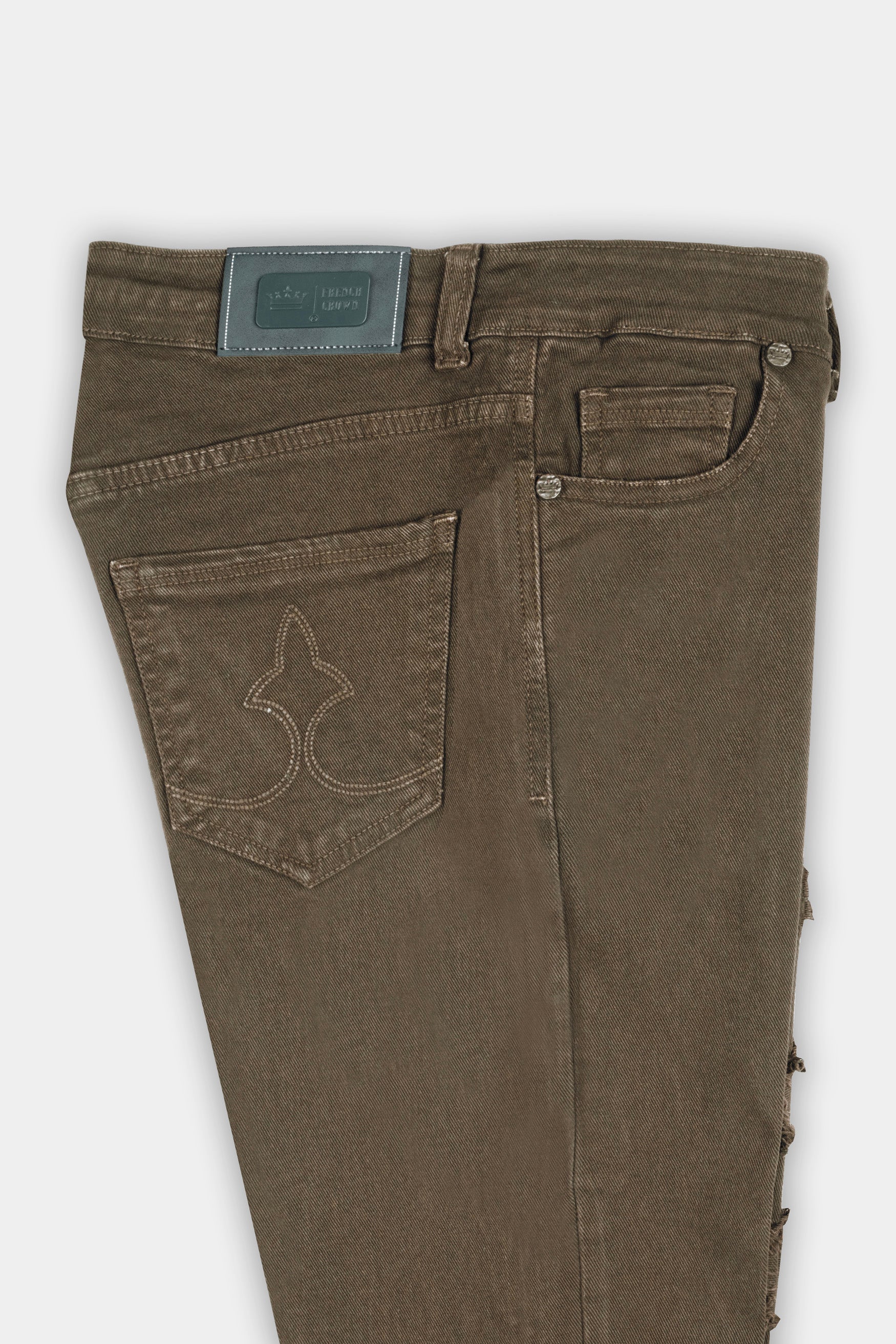 Women's Skinny Fit Taupe Brown Rinse Wash Mildly Distressed Ankle Length Denim