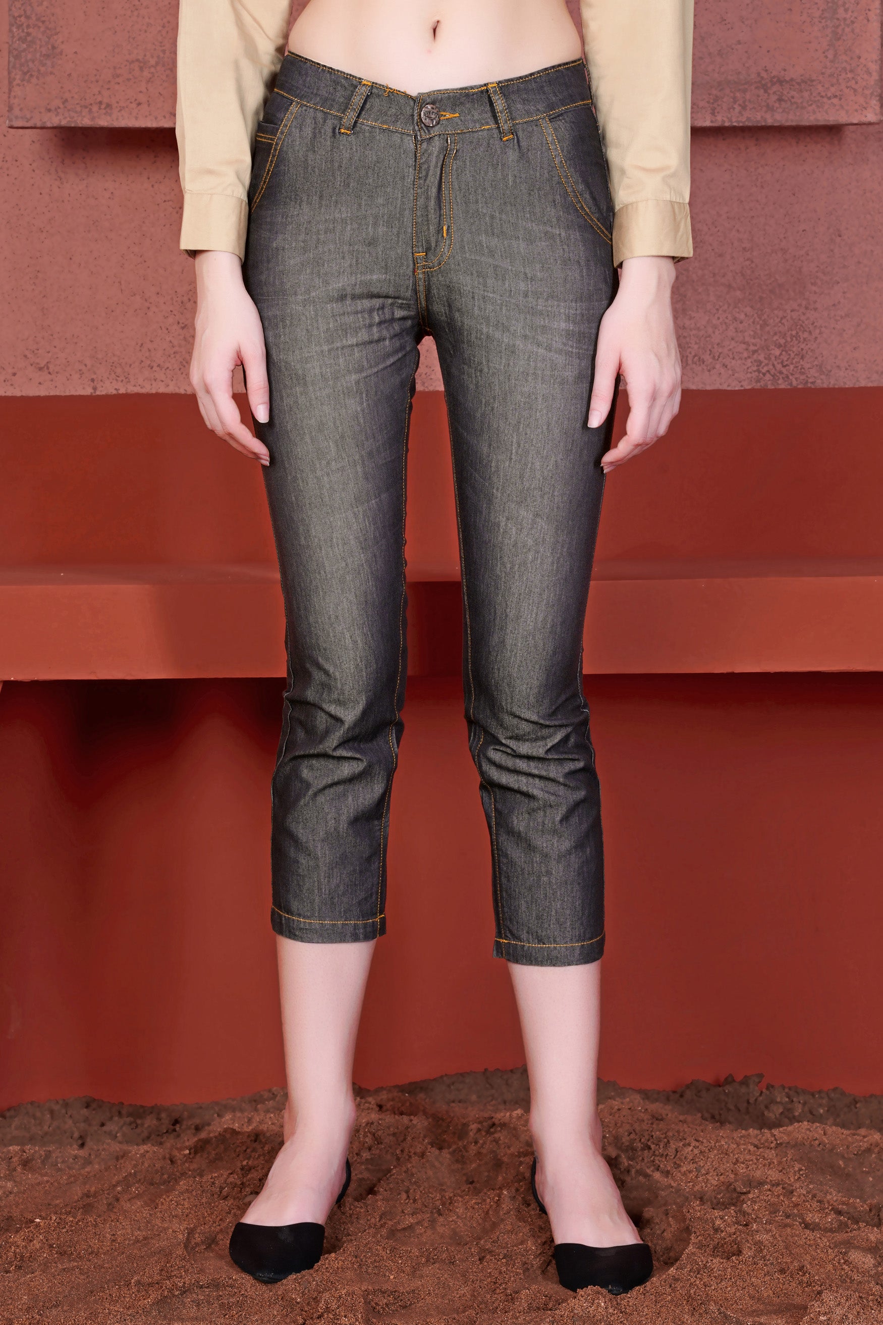 Women's Skinny Fit Wenge Gray Whiskering Wash Ankle Length Light Weight Denim