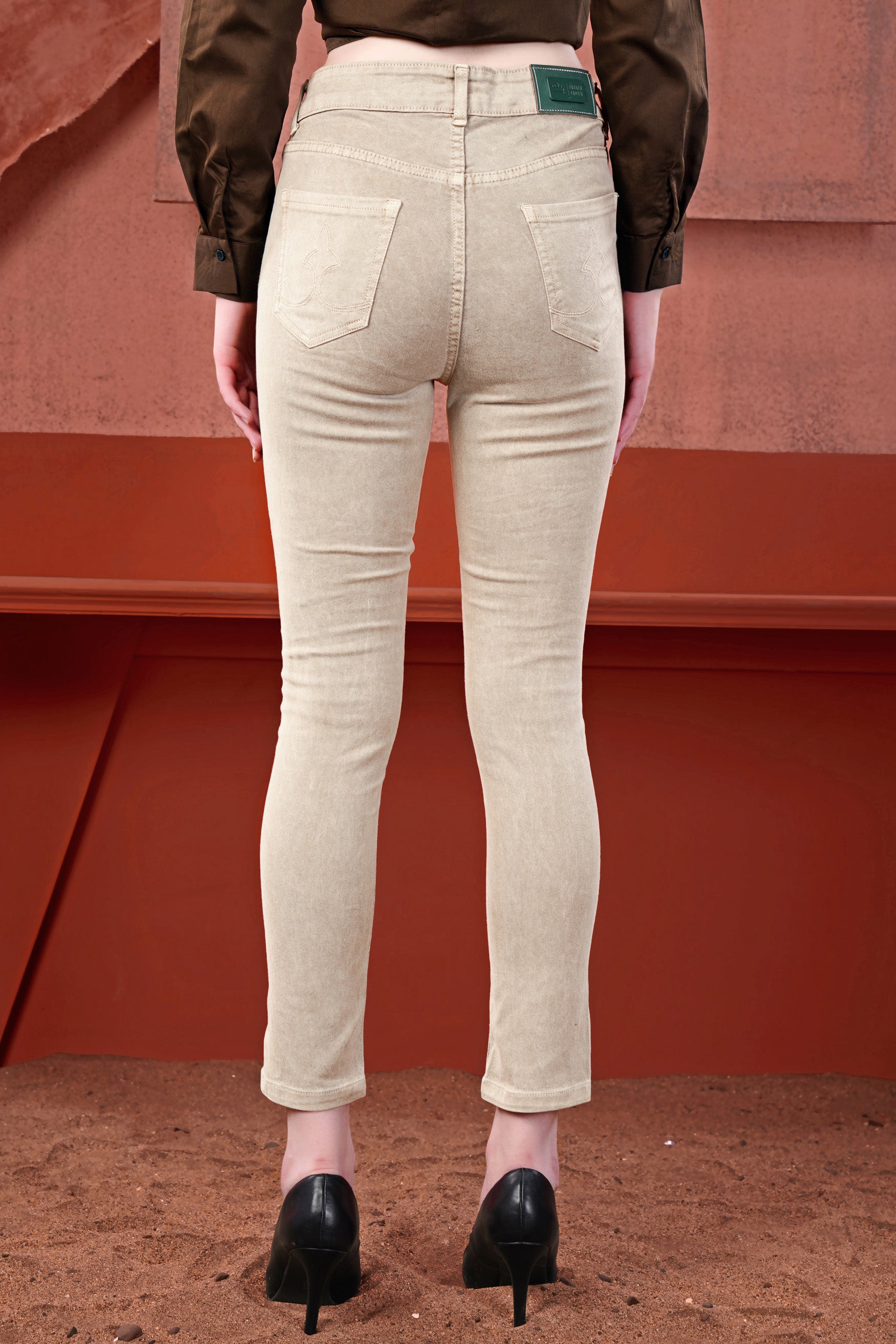 Women’s Skinny Fit Akaroa Beige Rinse Wash Stretchable Denim