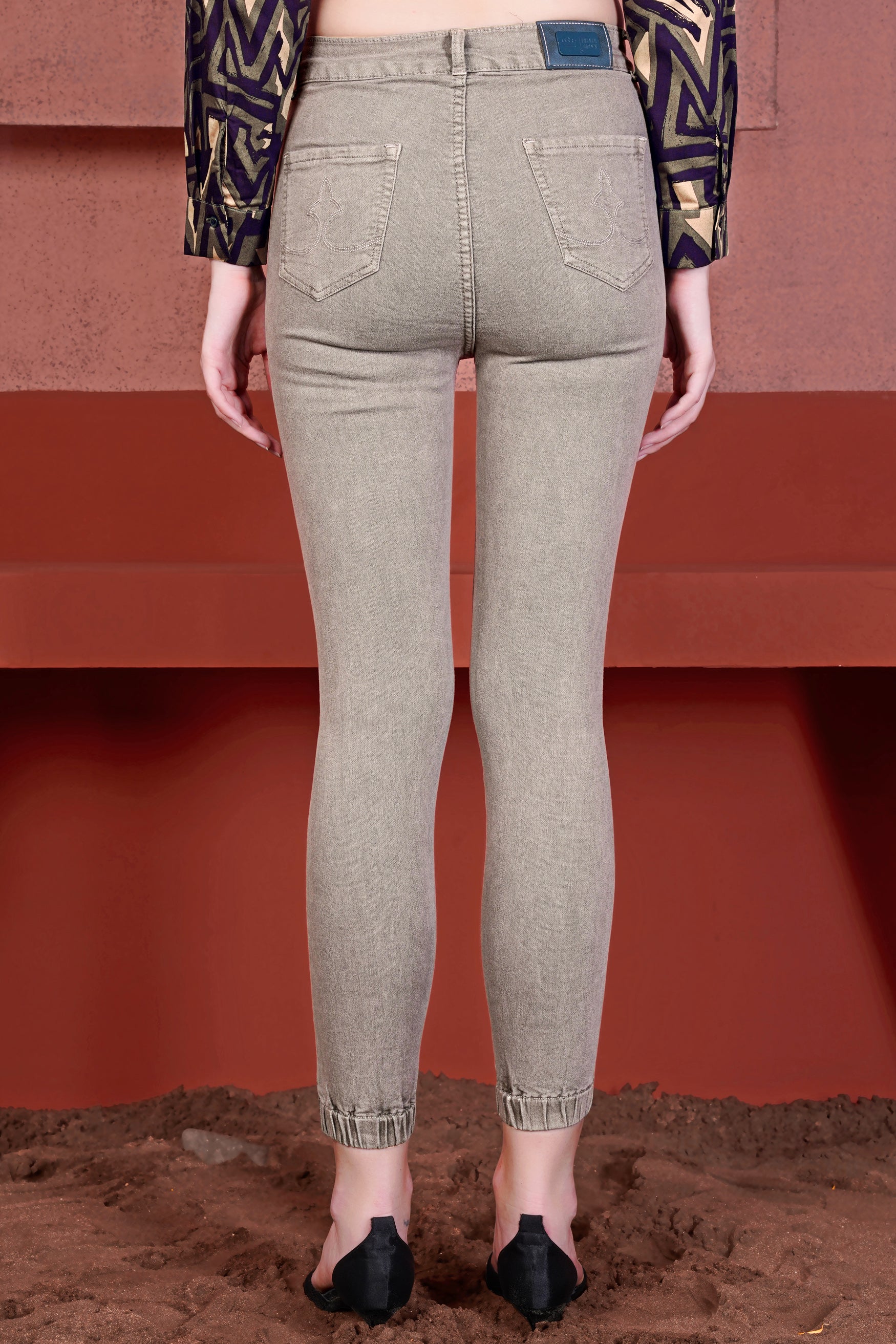 Women’s Skinny Fit Bronco Brown Stone Wash Stretchable Denim