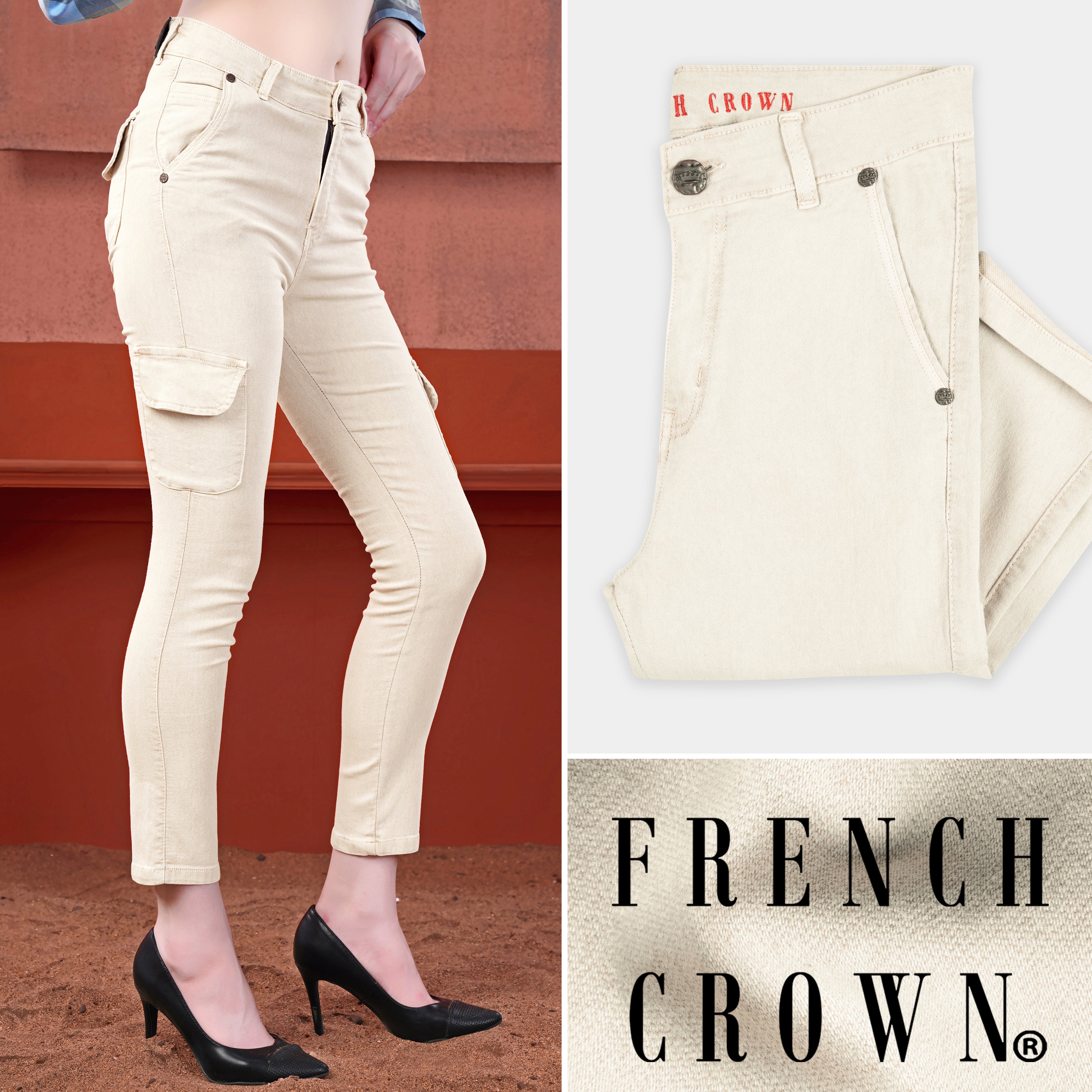 Women’s Skinny Fit Dust Storm Beige Rinse Wash Stretchable Denim