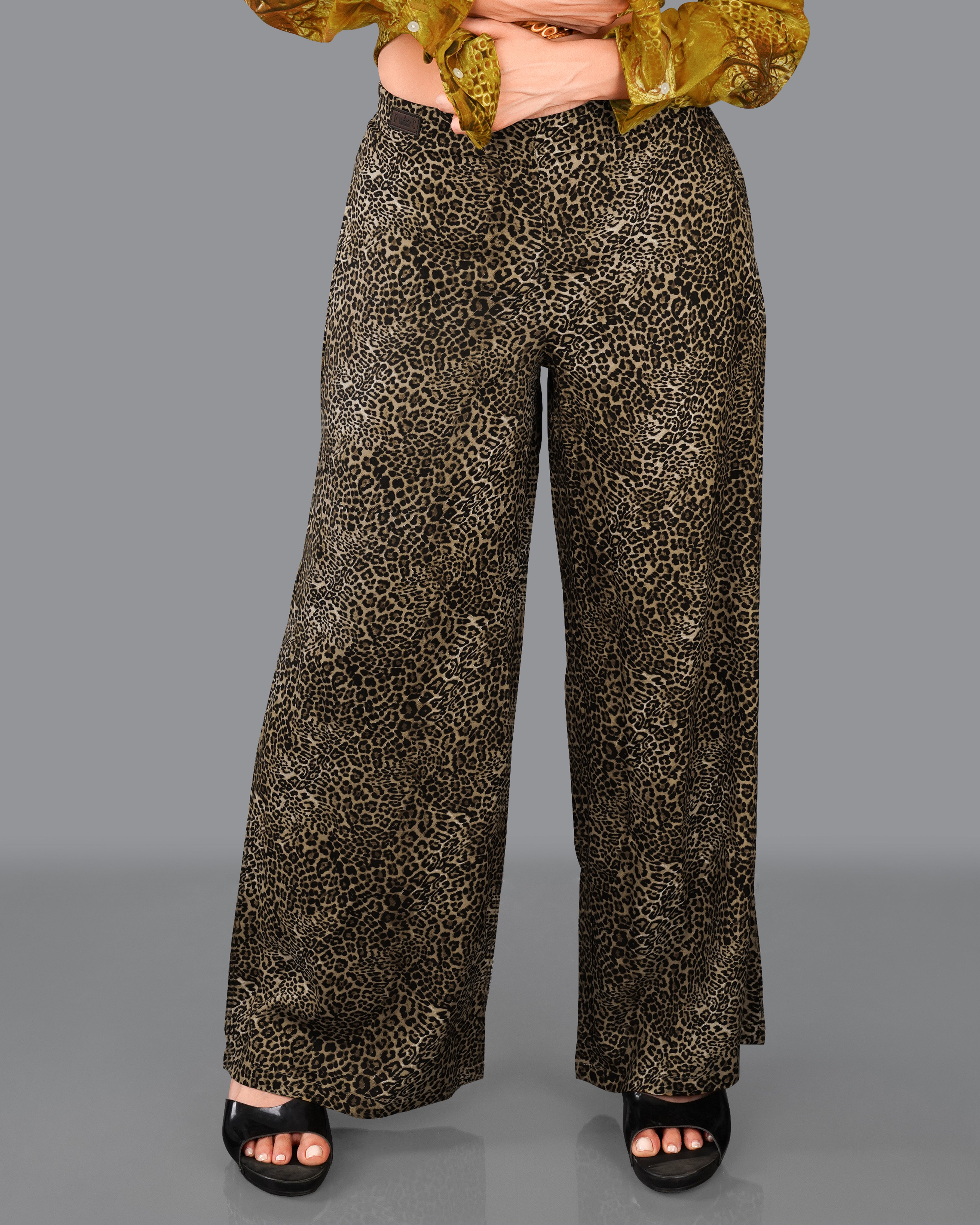 Sandrift and Woodrush Brown Zebra Printed Viscose Pants