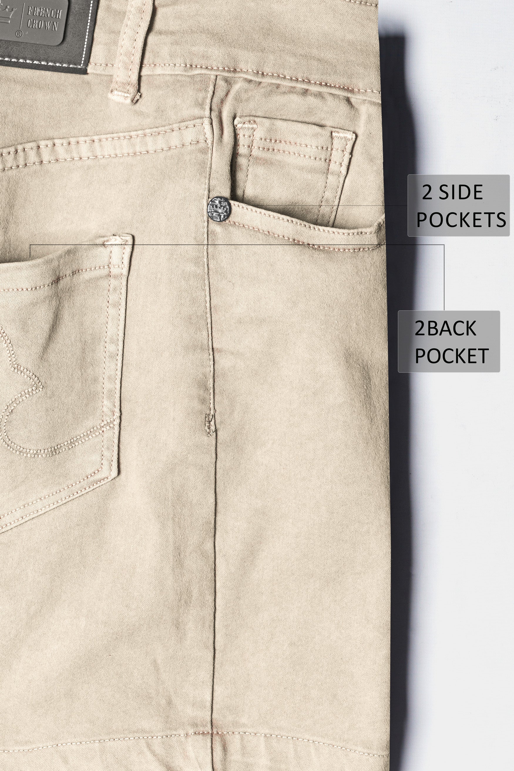 Oyster Beige Women Denim Shorts