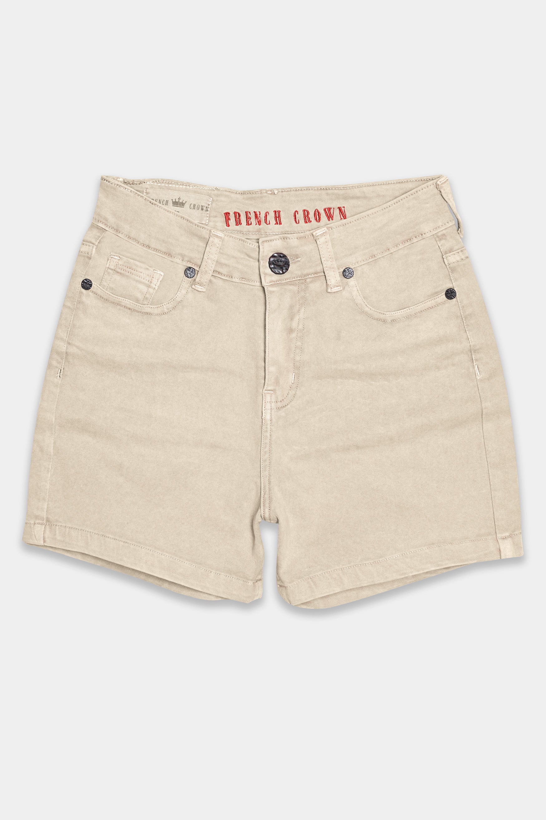 Oyster Beige Women Denim Shorts