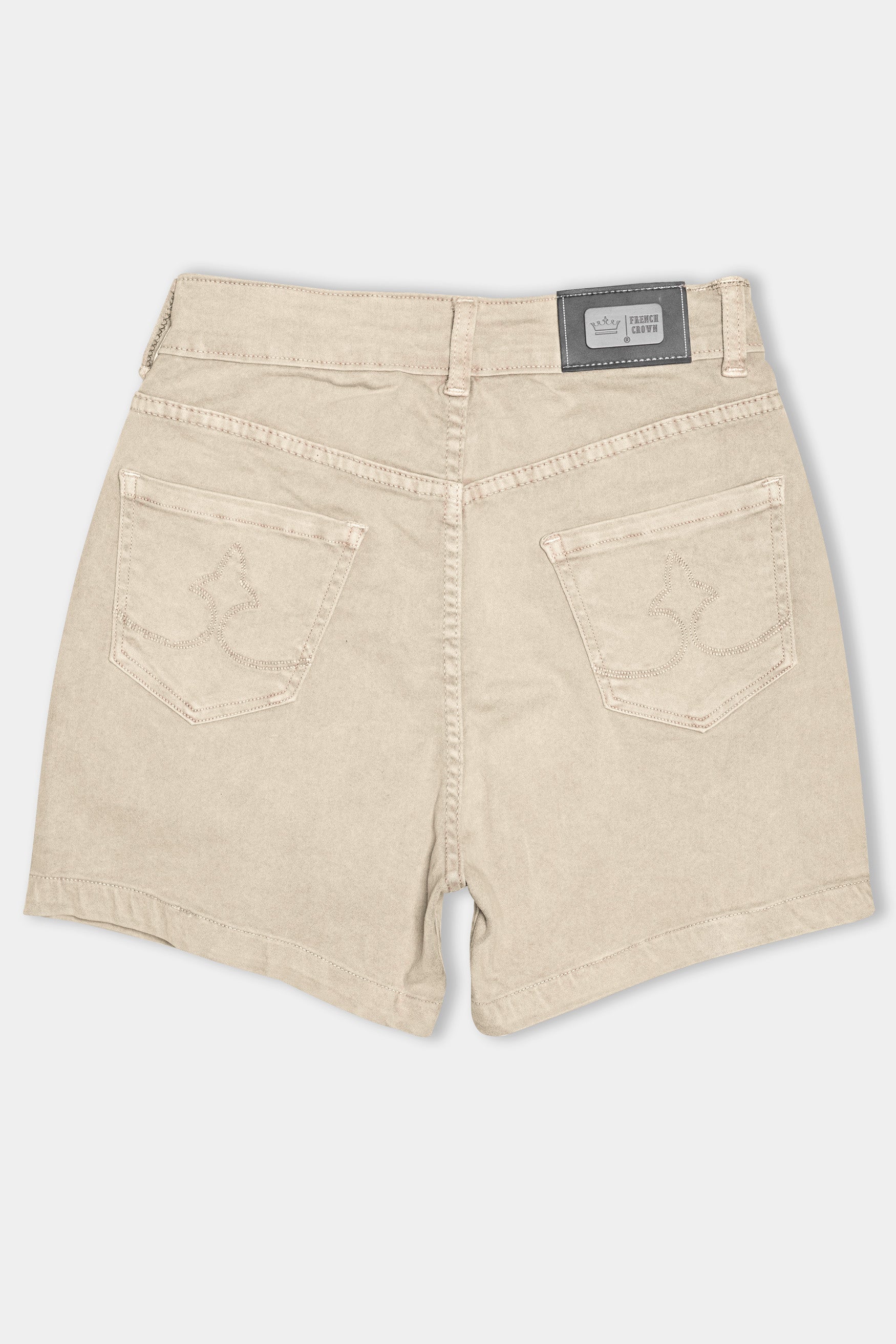 Oyster Beige Women Denim Shorts