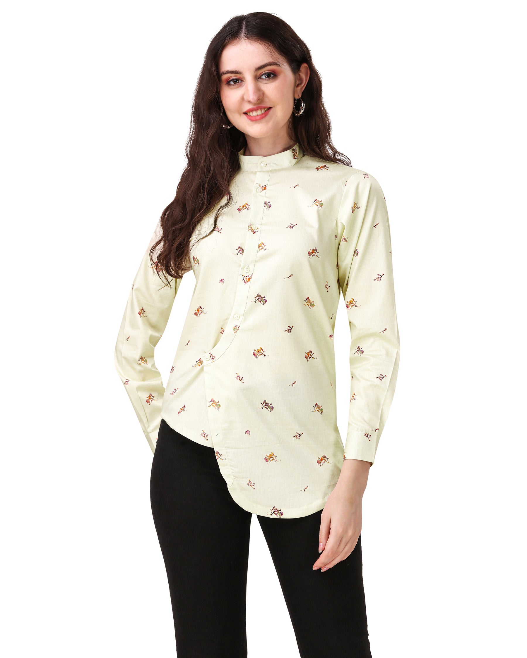 Merino Beige Printed Super Soft Premium Cotton Women’s Shirt