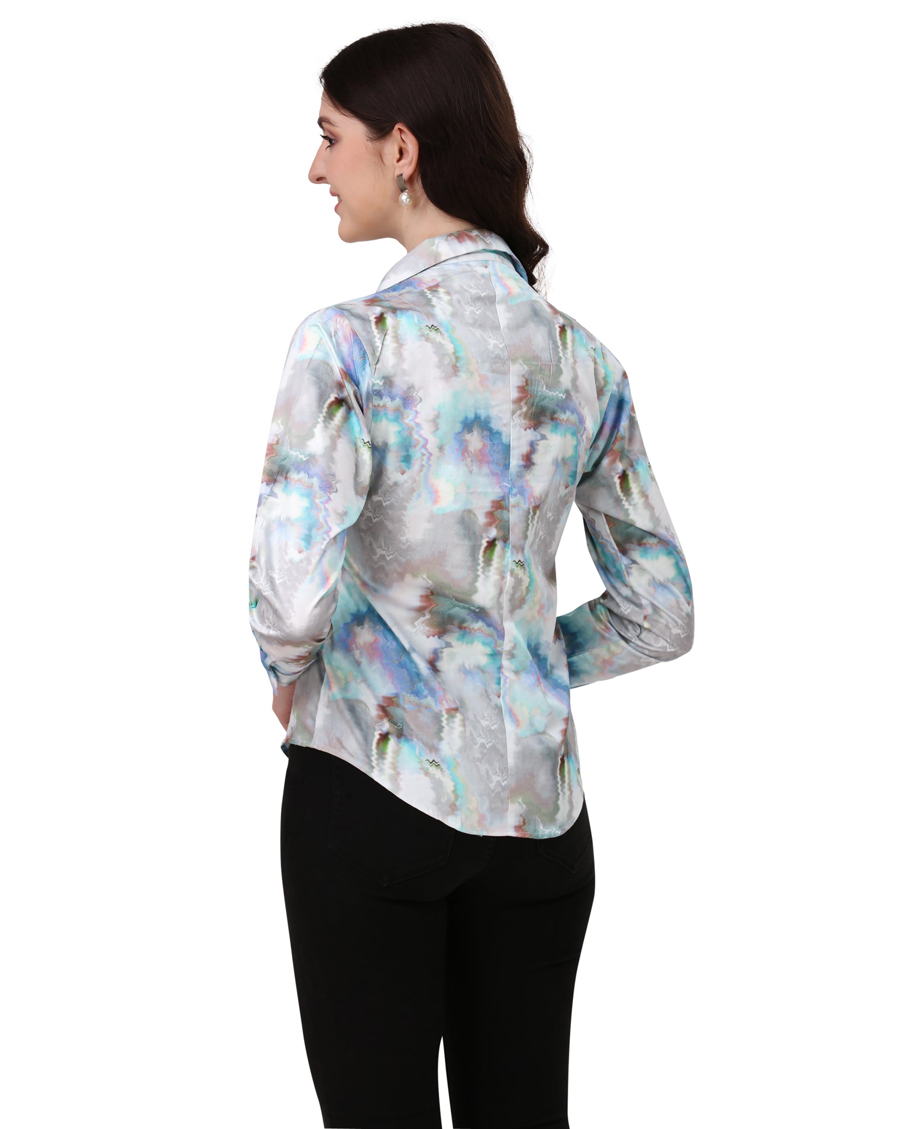 Bright White with Marble Printed Super Soft Premium Cotton Women’s Shirt