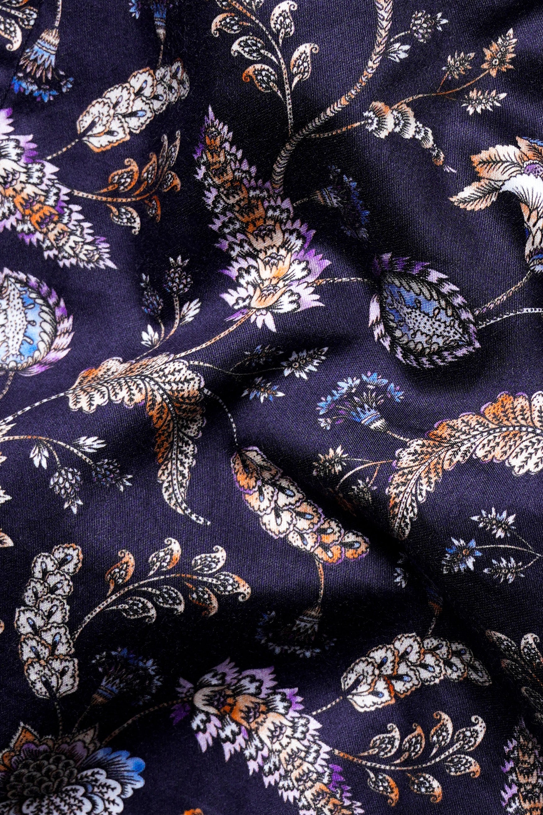 Thunder Blue Multicolour Floral Printed Premium Cotton Shirt