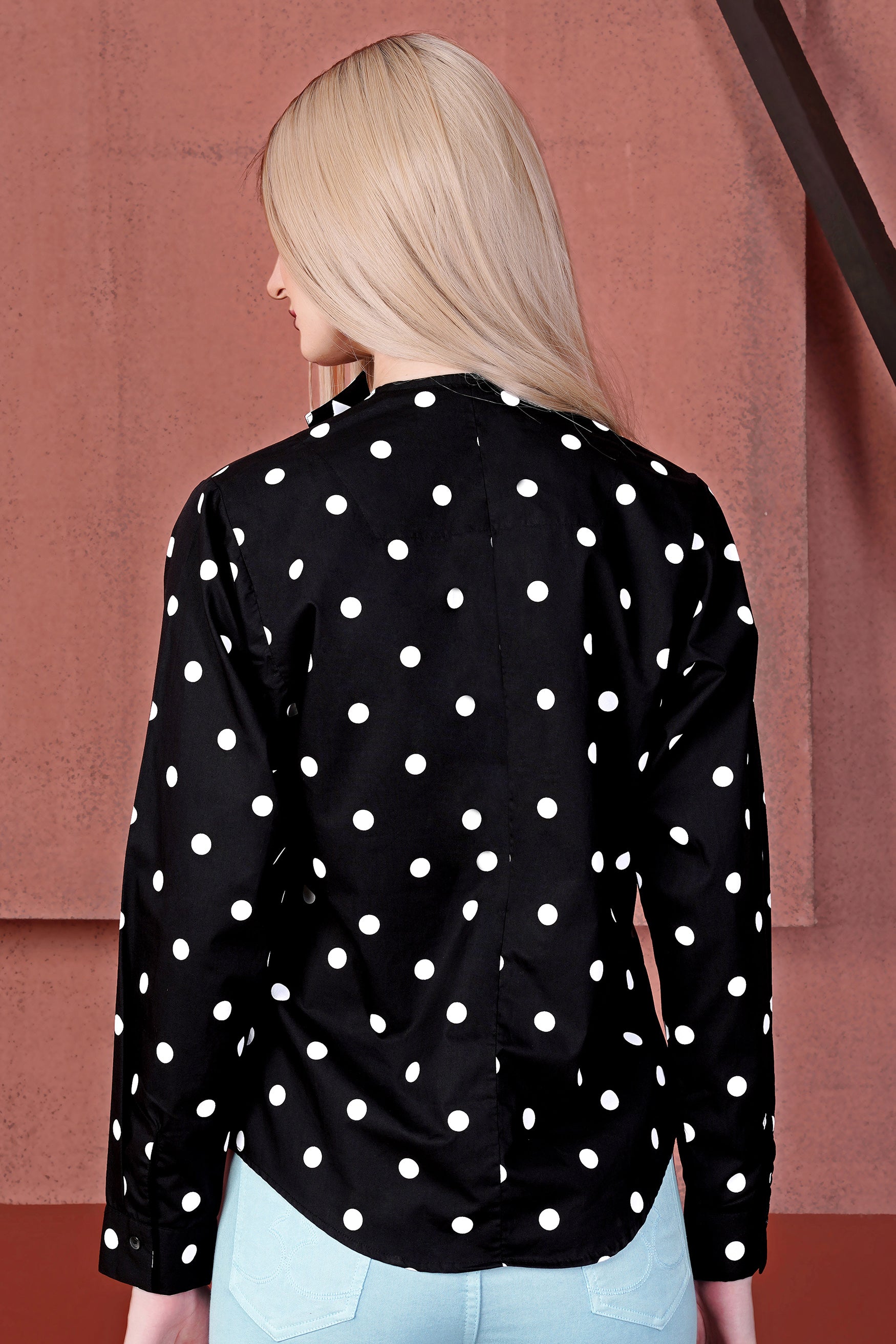 Jade Black and White Polka Dots Premium Cotton Designer Shirt