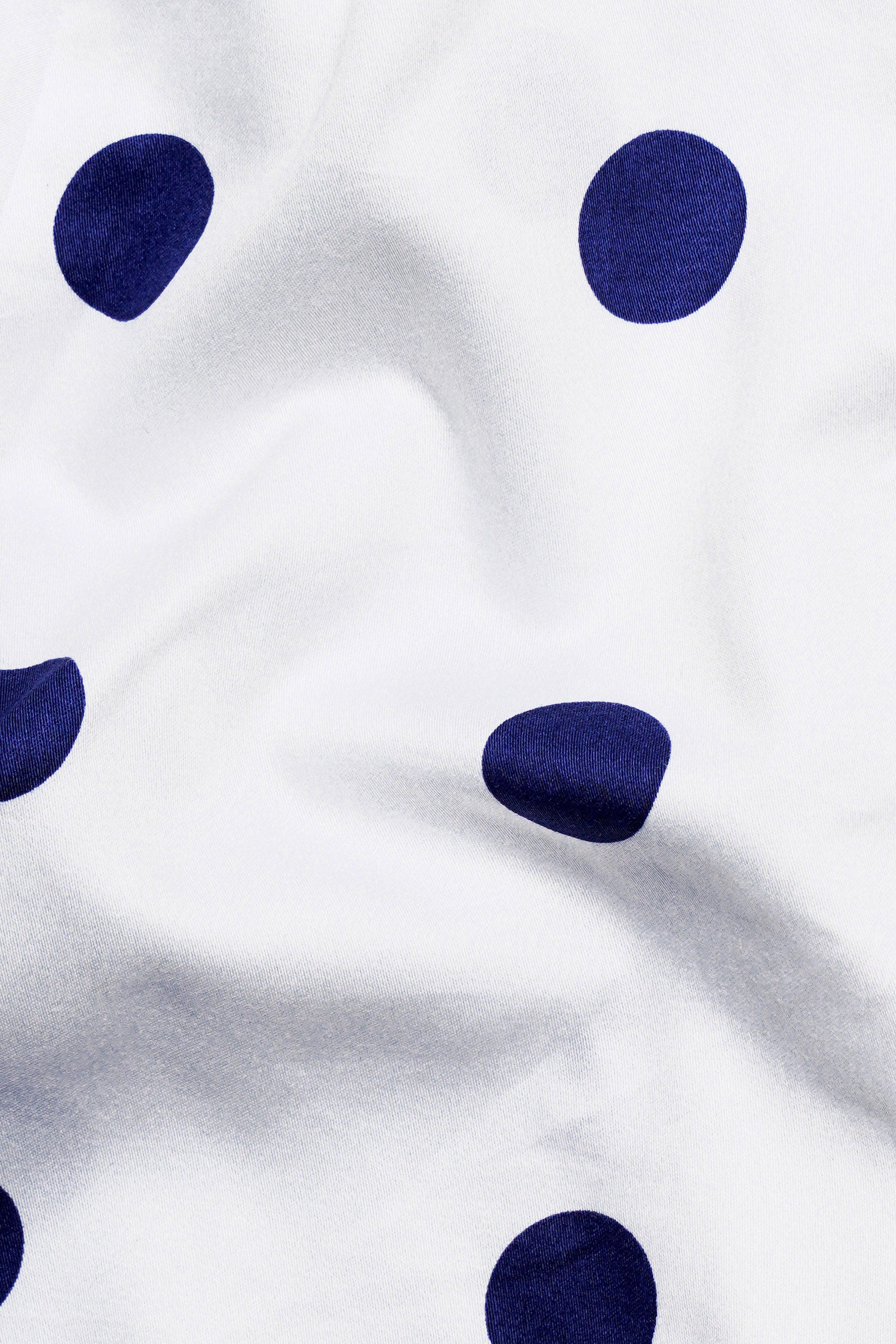 Bright White and Minsk Blue Polka Dots Premium Cotton Crop Shirt
