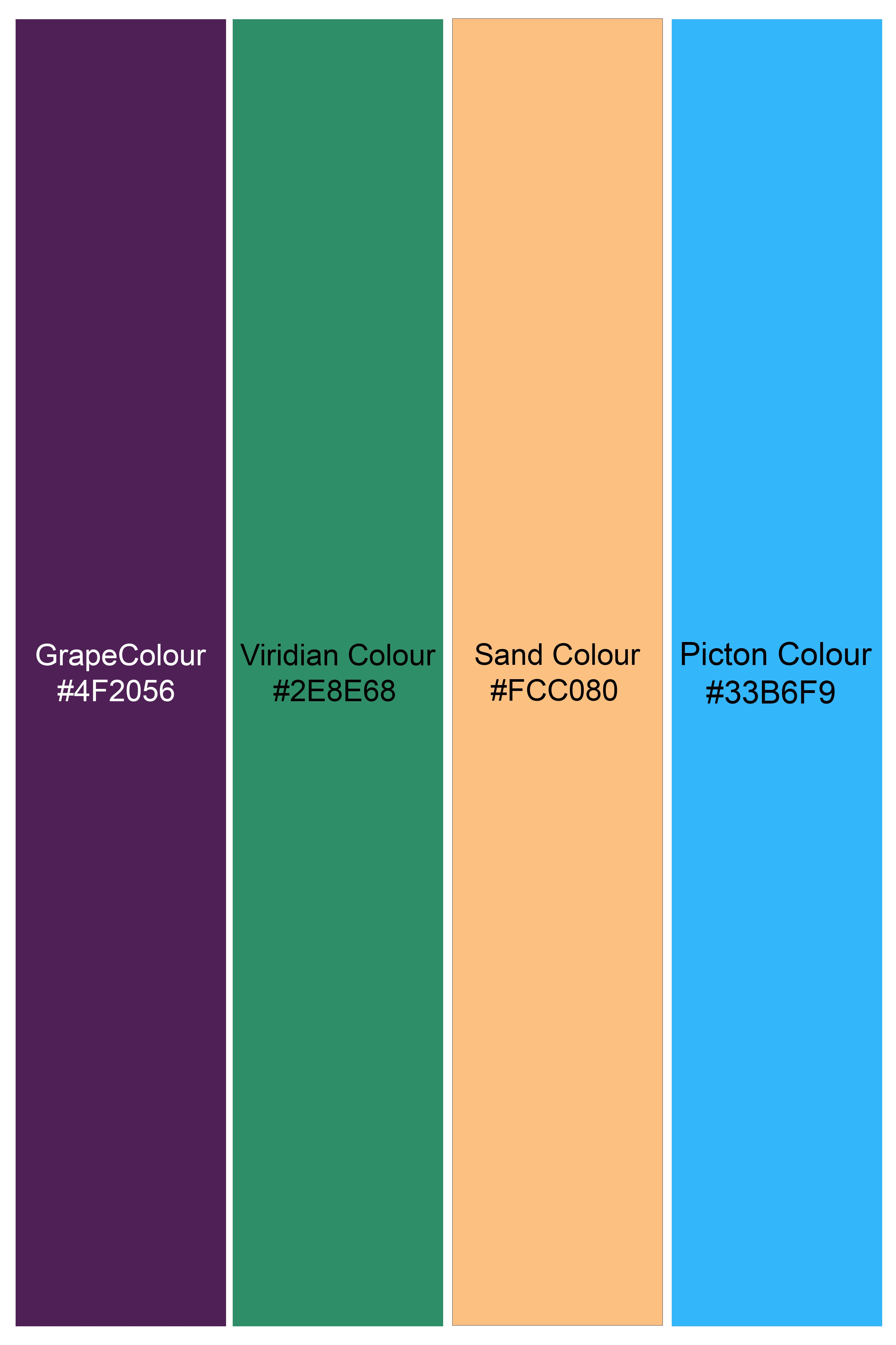 Grape Purple with Viridian Green Multicolour Paisley Printed Premium Cotton Crop Shirt