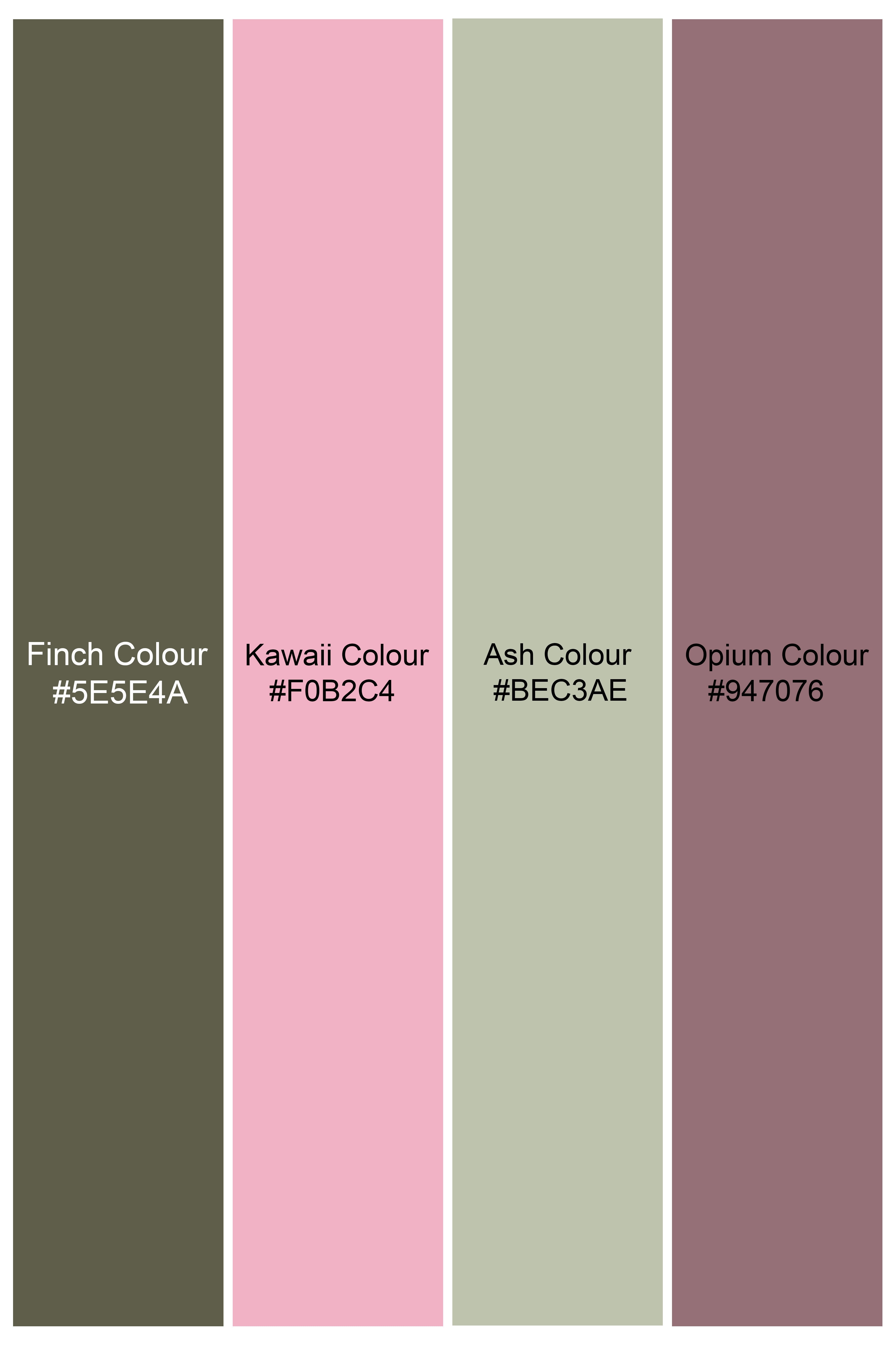 Finch Green with Kawaii Pink Multicolour Checked Premium Cotton Crop Shirt