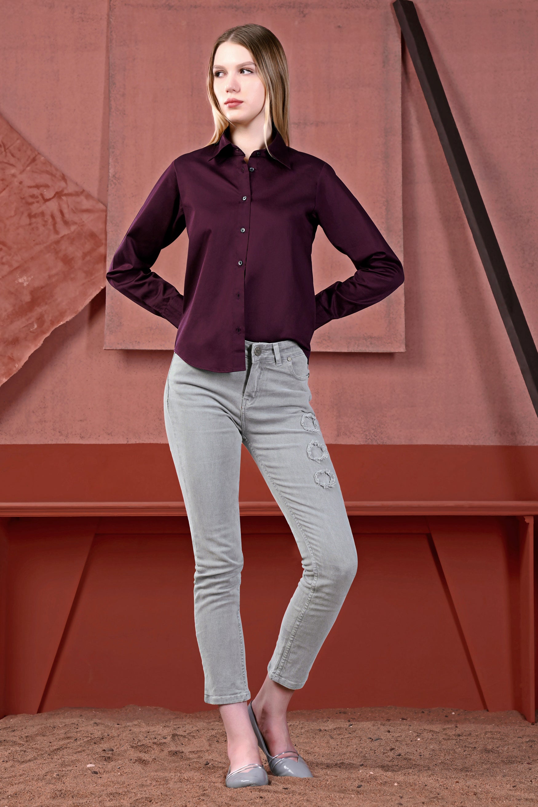 Crater Maroon Premium Cotton Shirt