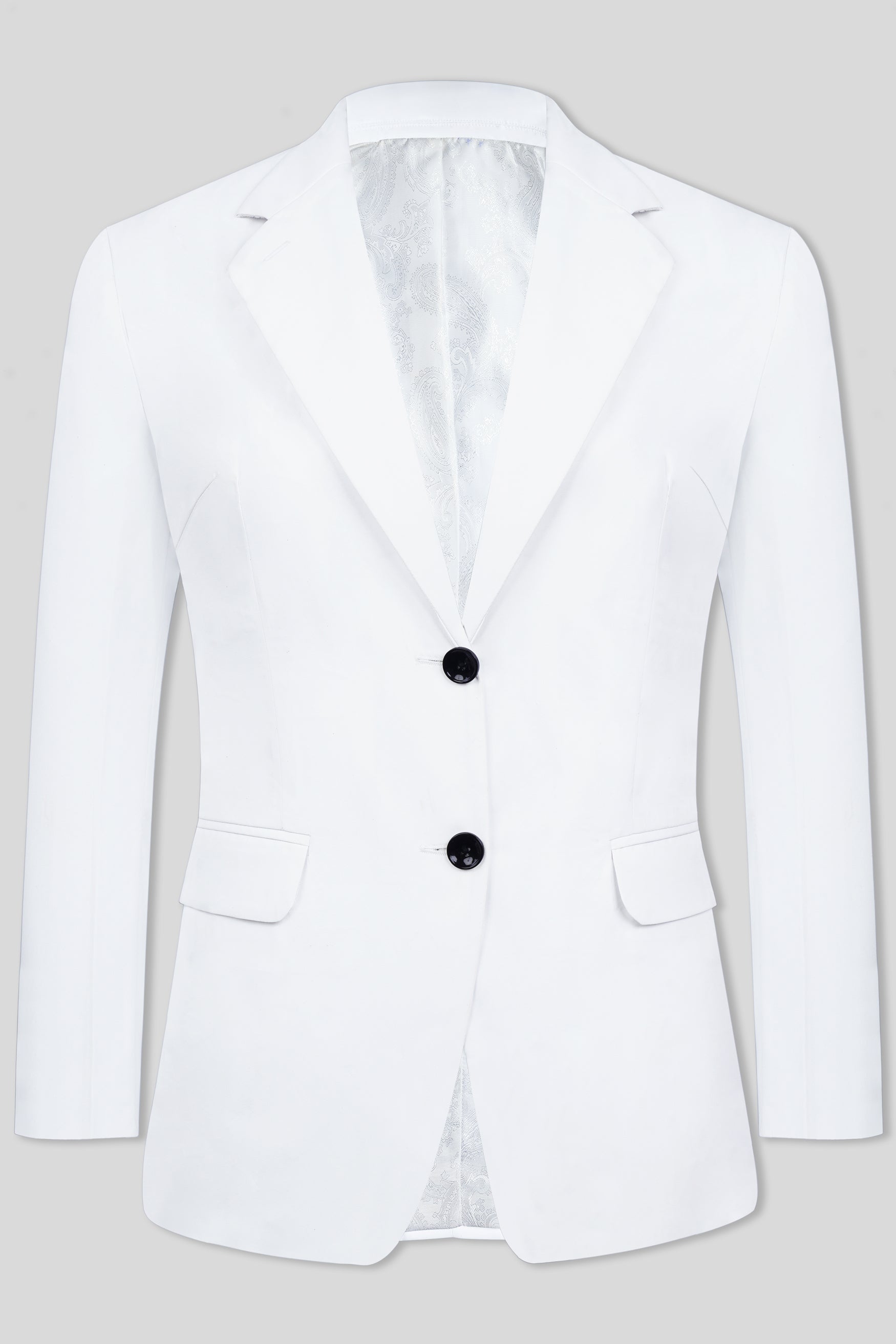 Bright White Subtle Sheen Single Breasted Women's Suit
