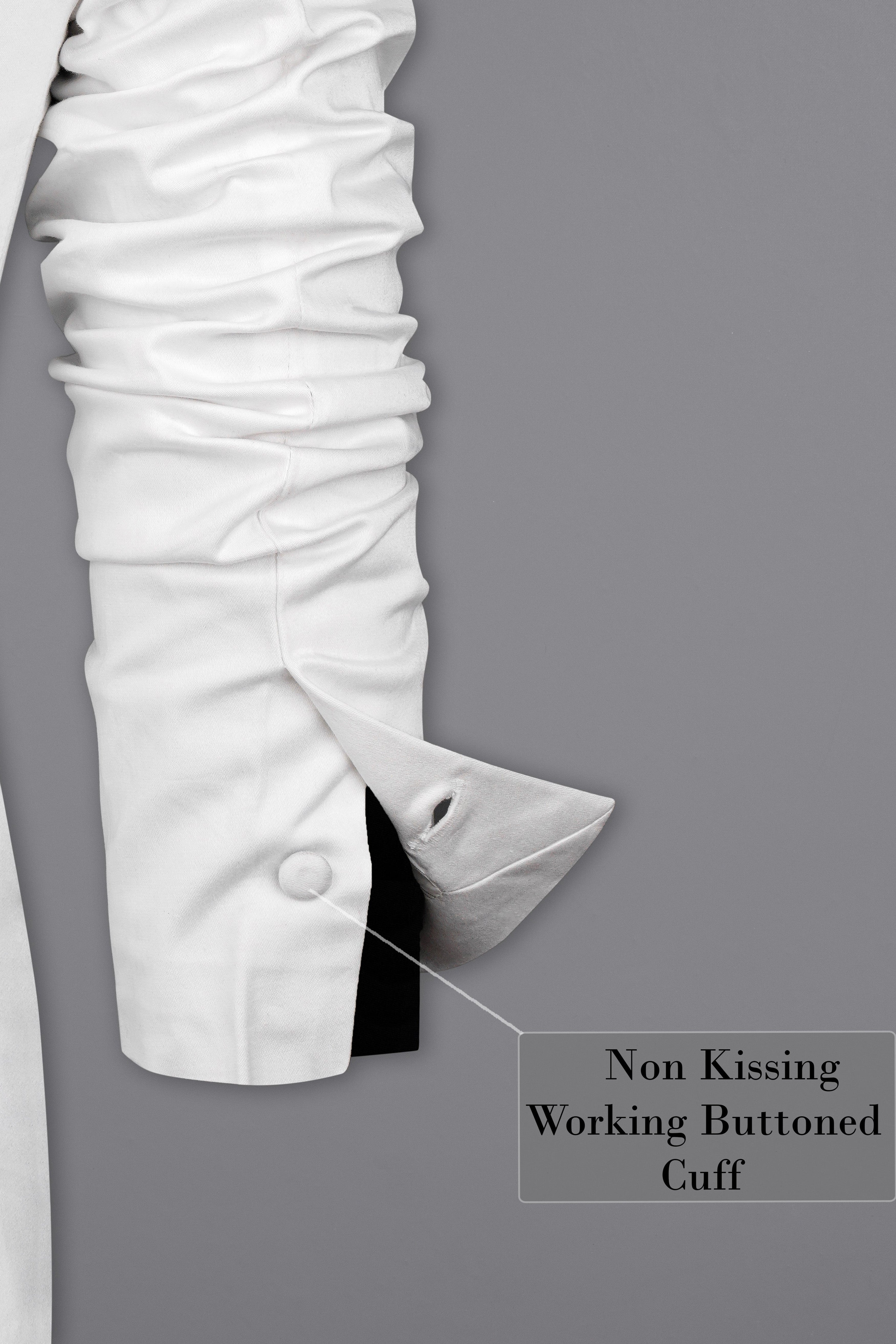 Bright White with Black Patch Collar Premium Cotton Women's Suit