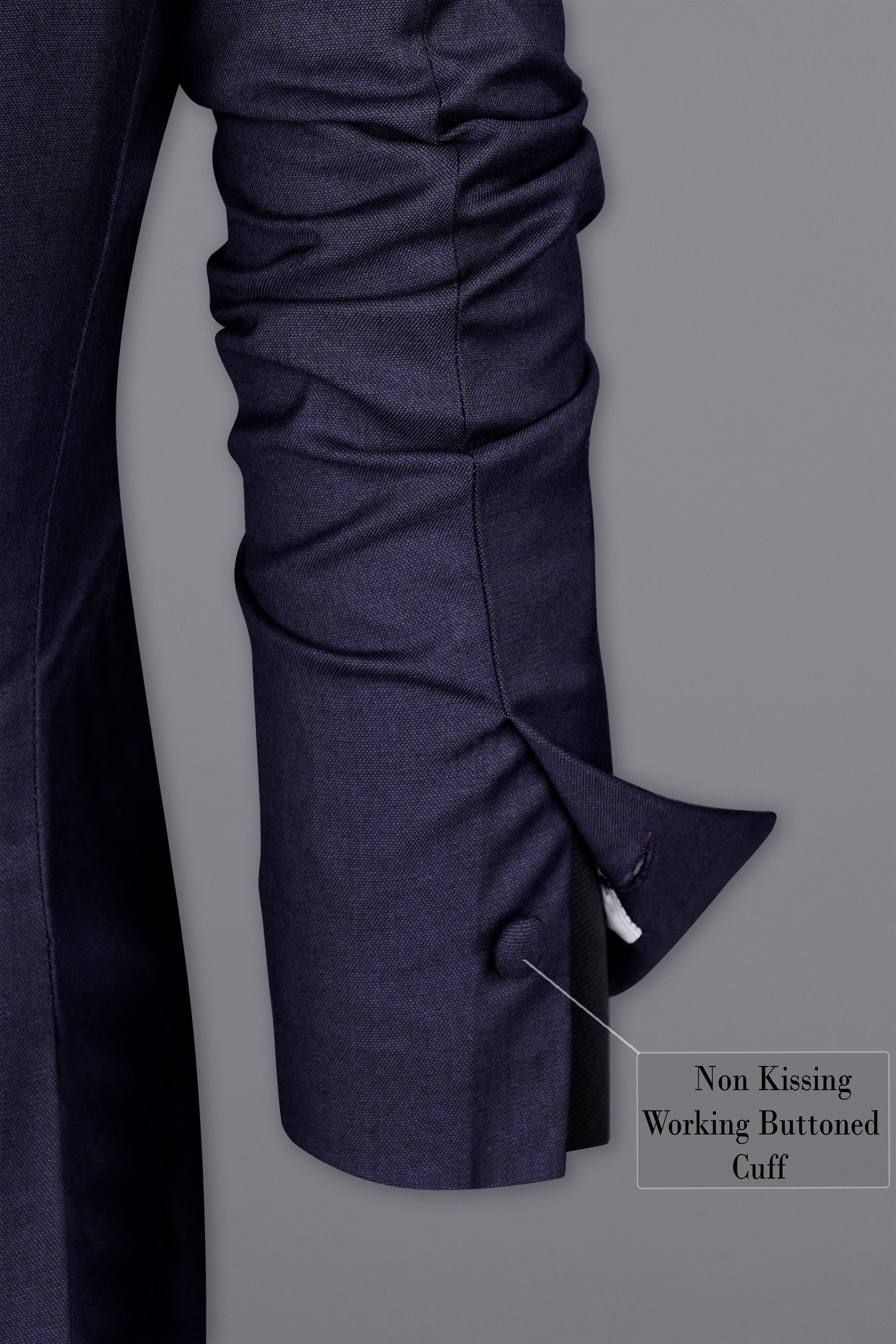 Charade Blue Subtle Sheen with White Lapel Single Breasted Women's Suit