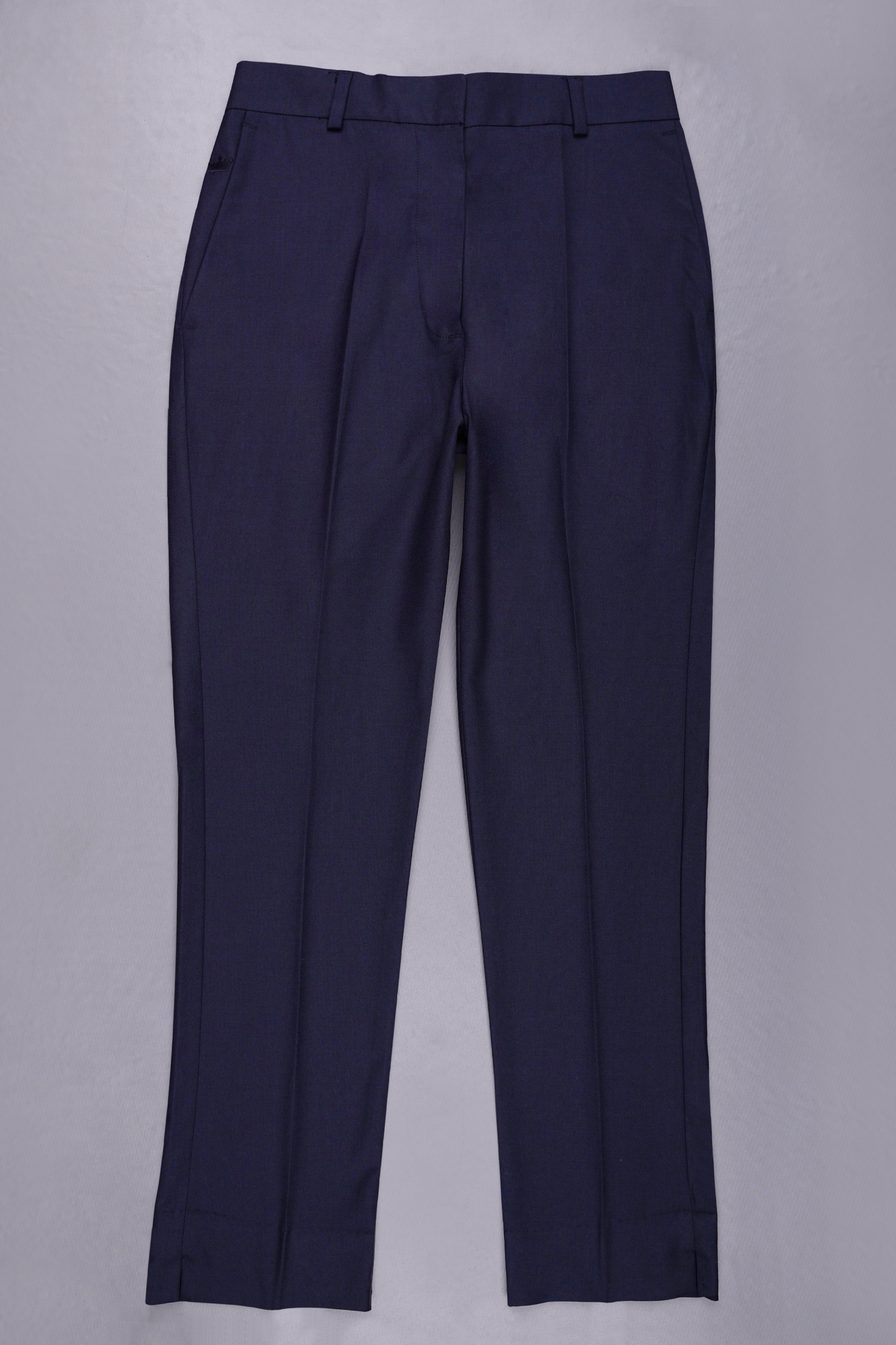 Charade Blue Subtle Sheen with White Lapel Single Breasted Women's Suit