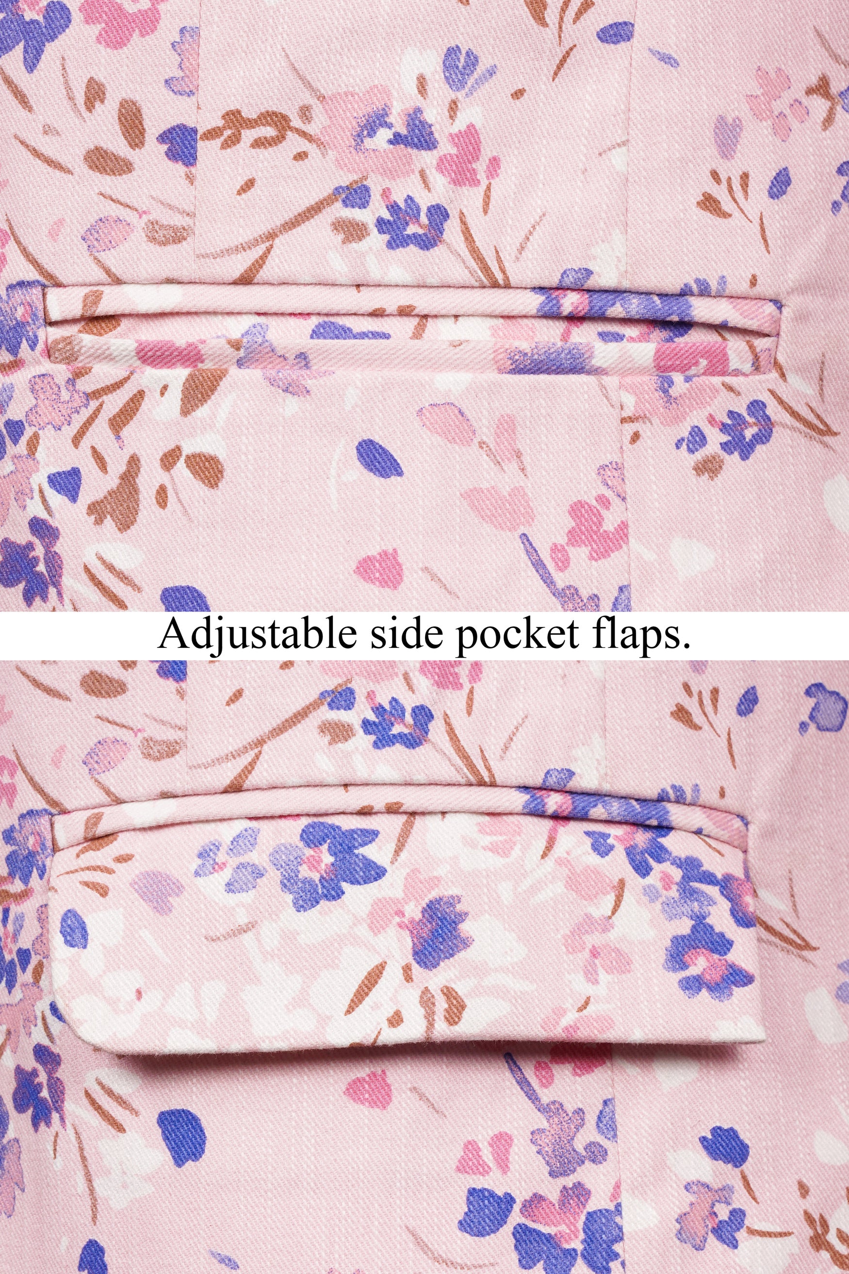 Gainsboro Pink and Scampi Blue Multicolour Ditsy Printed Premium Cotton Women’s Designer Suit