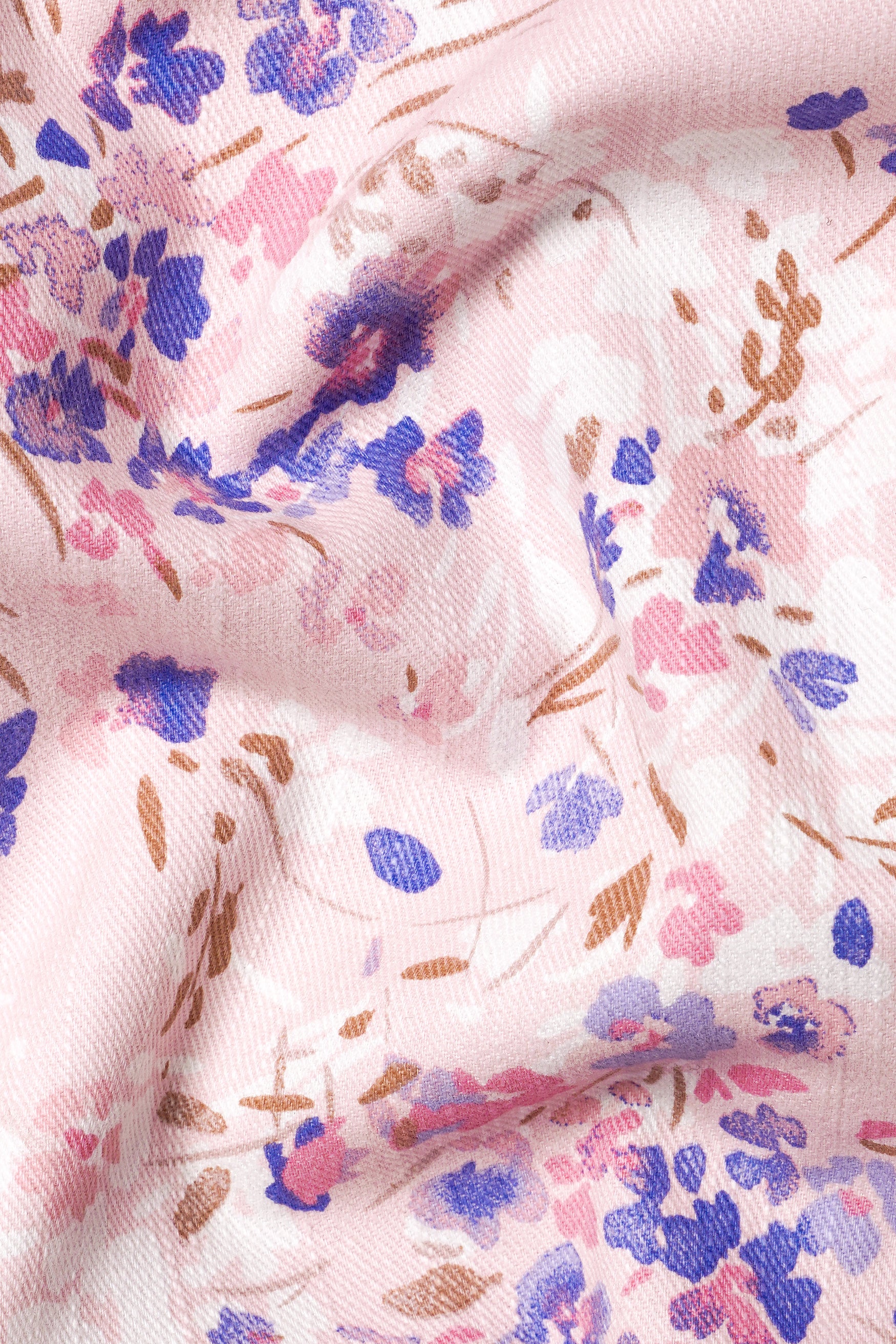 Gainsboro Pink and Scampi Blue Multicolour Ditsy Printed Premium Cotton Women’s Designer Suit