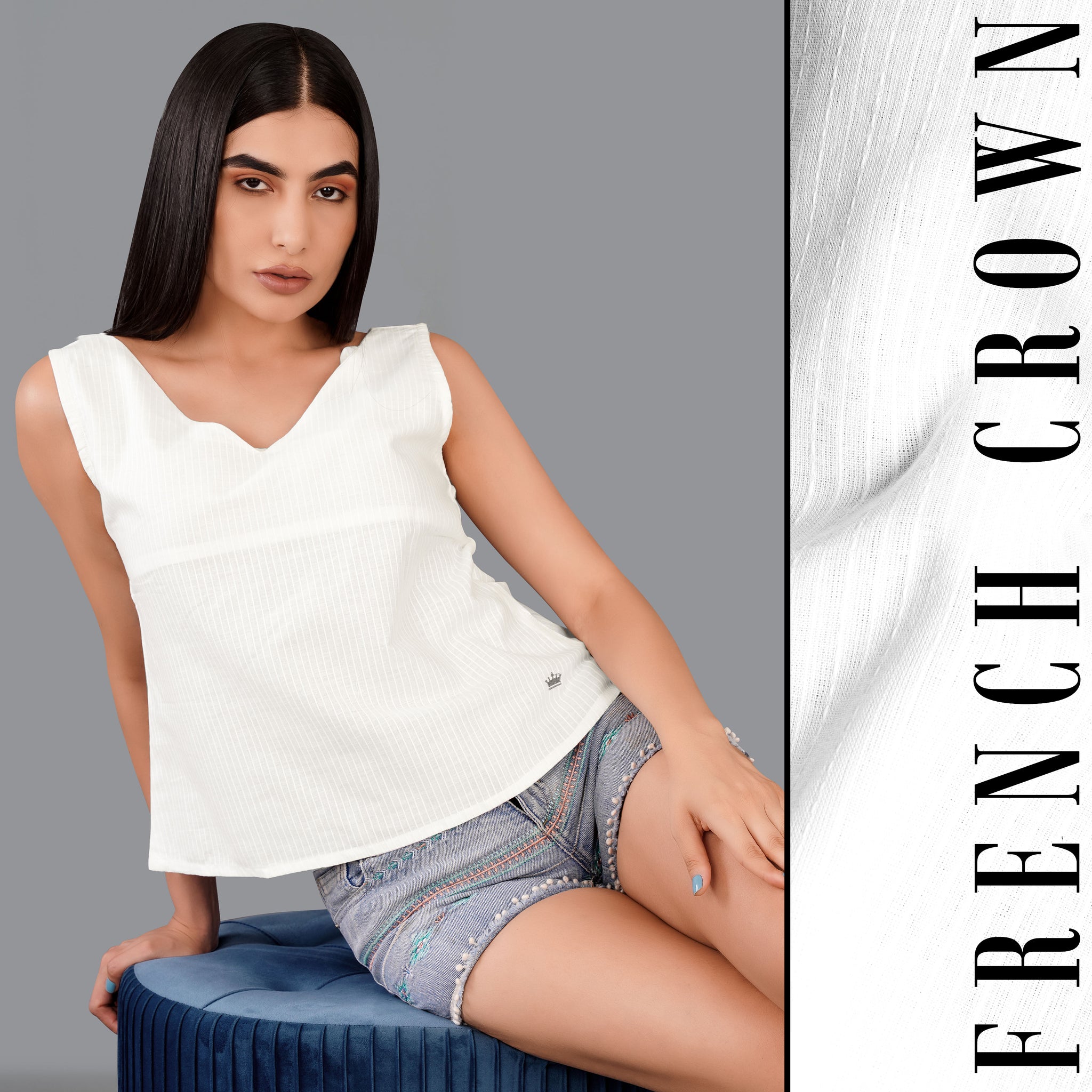 White Casual Charm Cotton Top