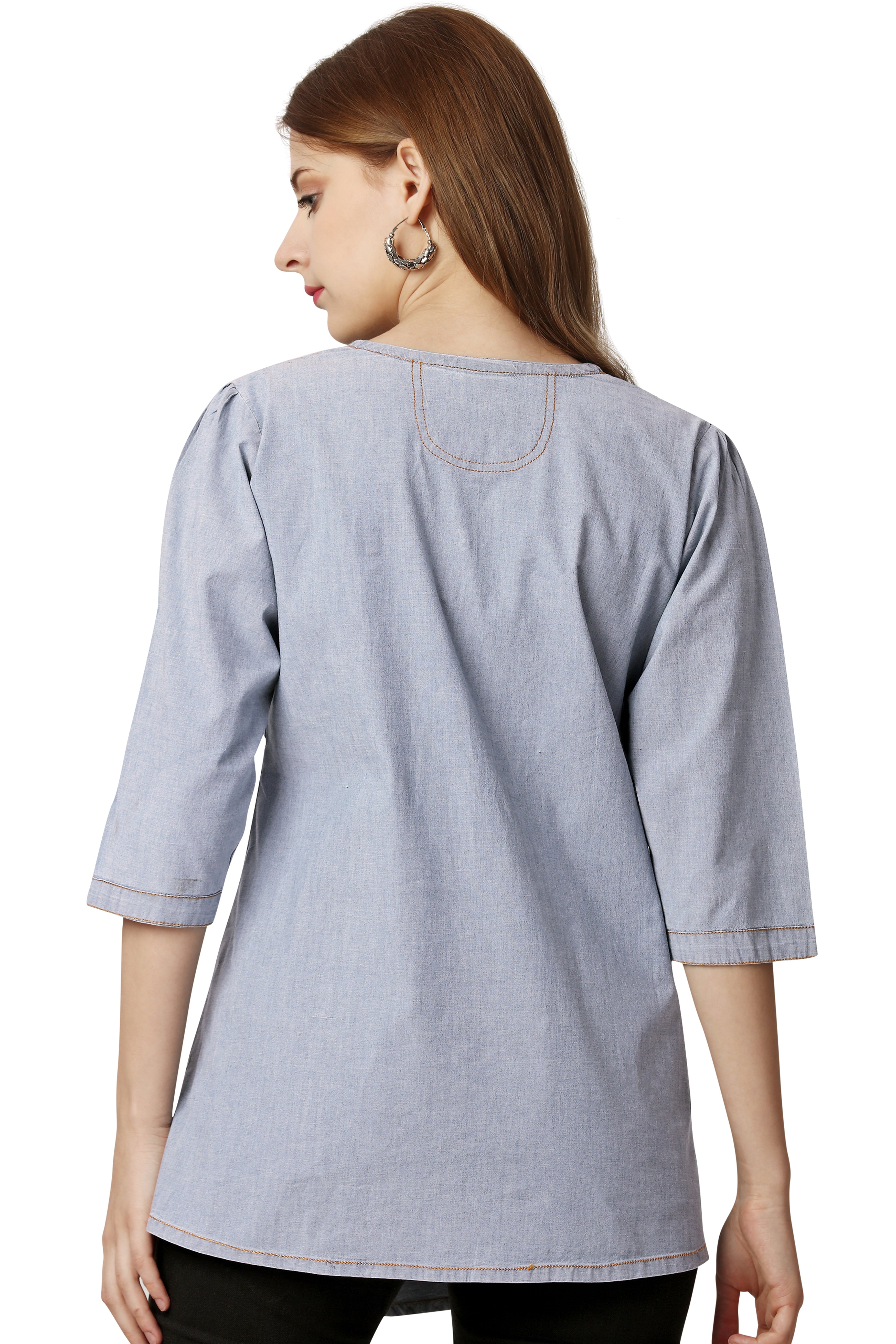 Heather Gray Denim Top