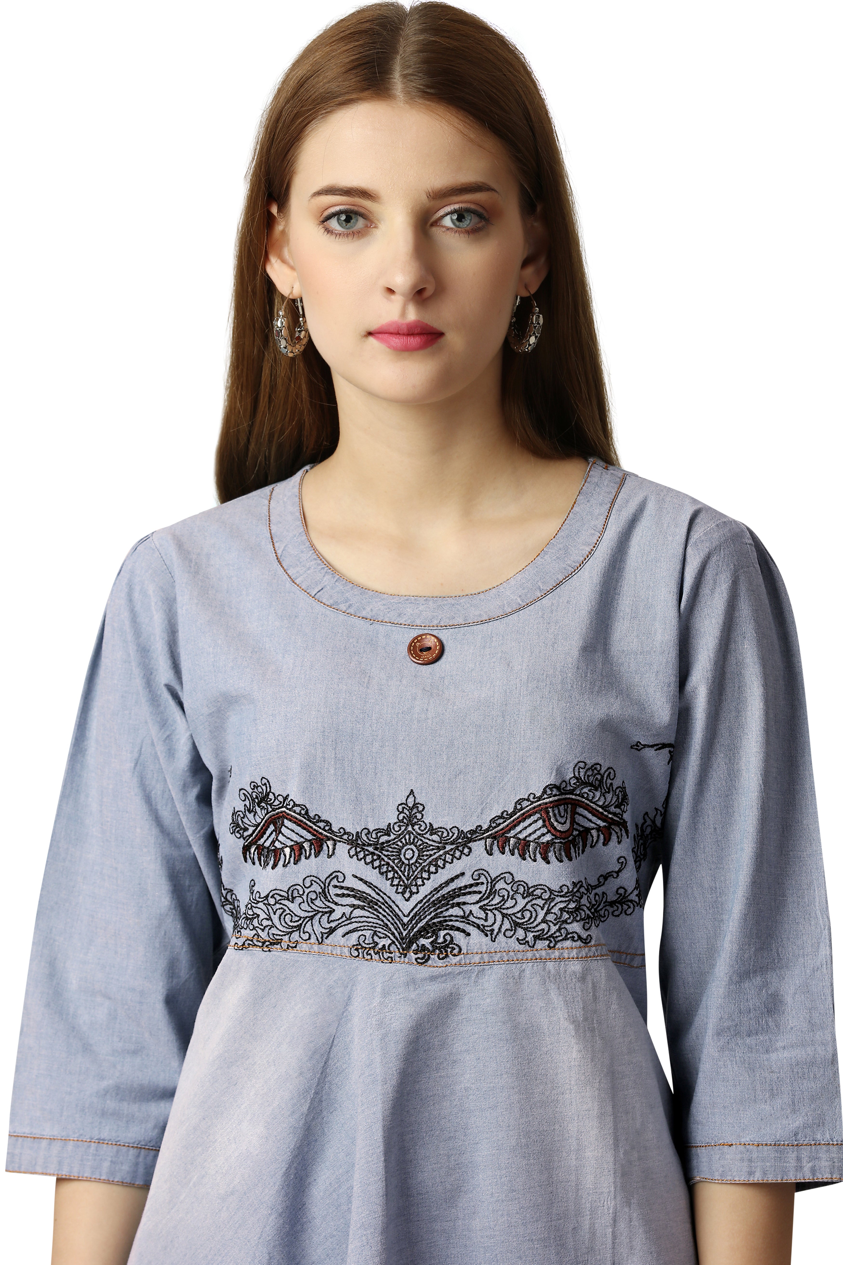 Heather Gray Denim Top