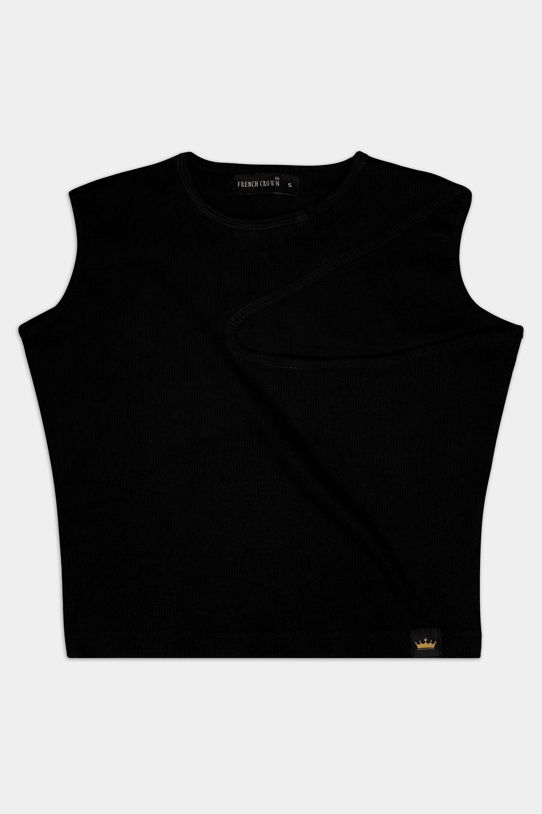 Jade Black Premium Cotton Knit Stretchable Crop Top