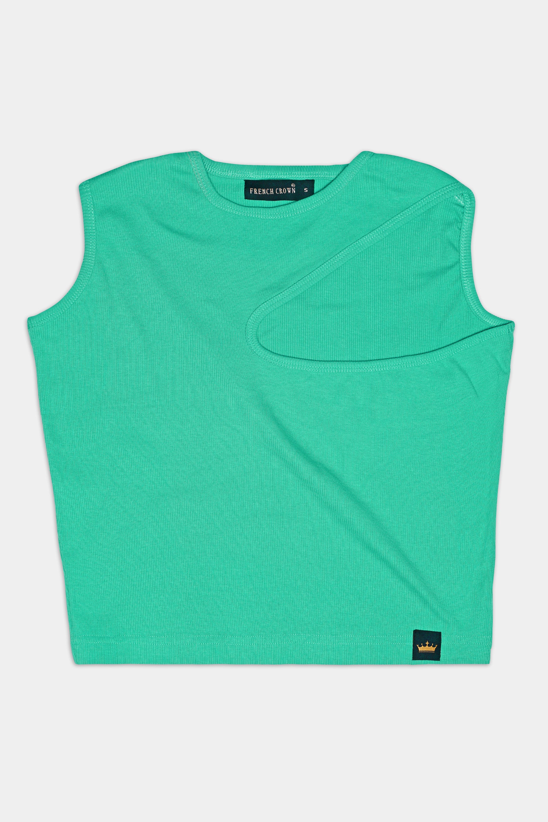 Puerto Green Premium Cotton Knit Stretchable Crop Top