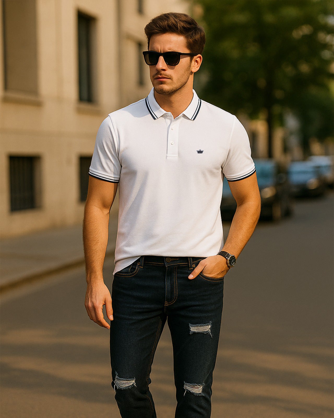 Biancoza-Bright White Super Soft Premium Cotton Pique Polo