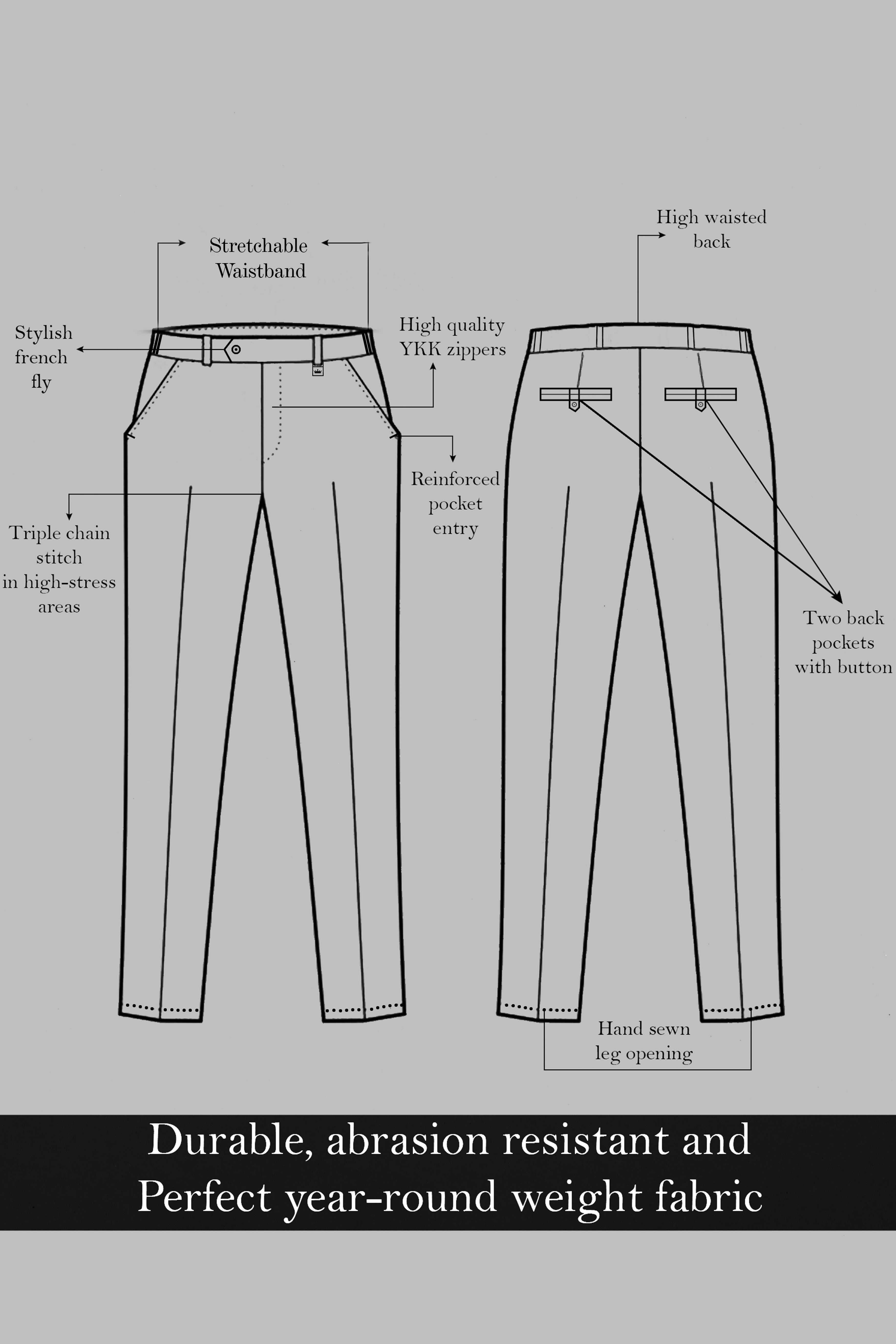 Zephir-Surfie Green Wool Rich Stretchable Traveler Pant