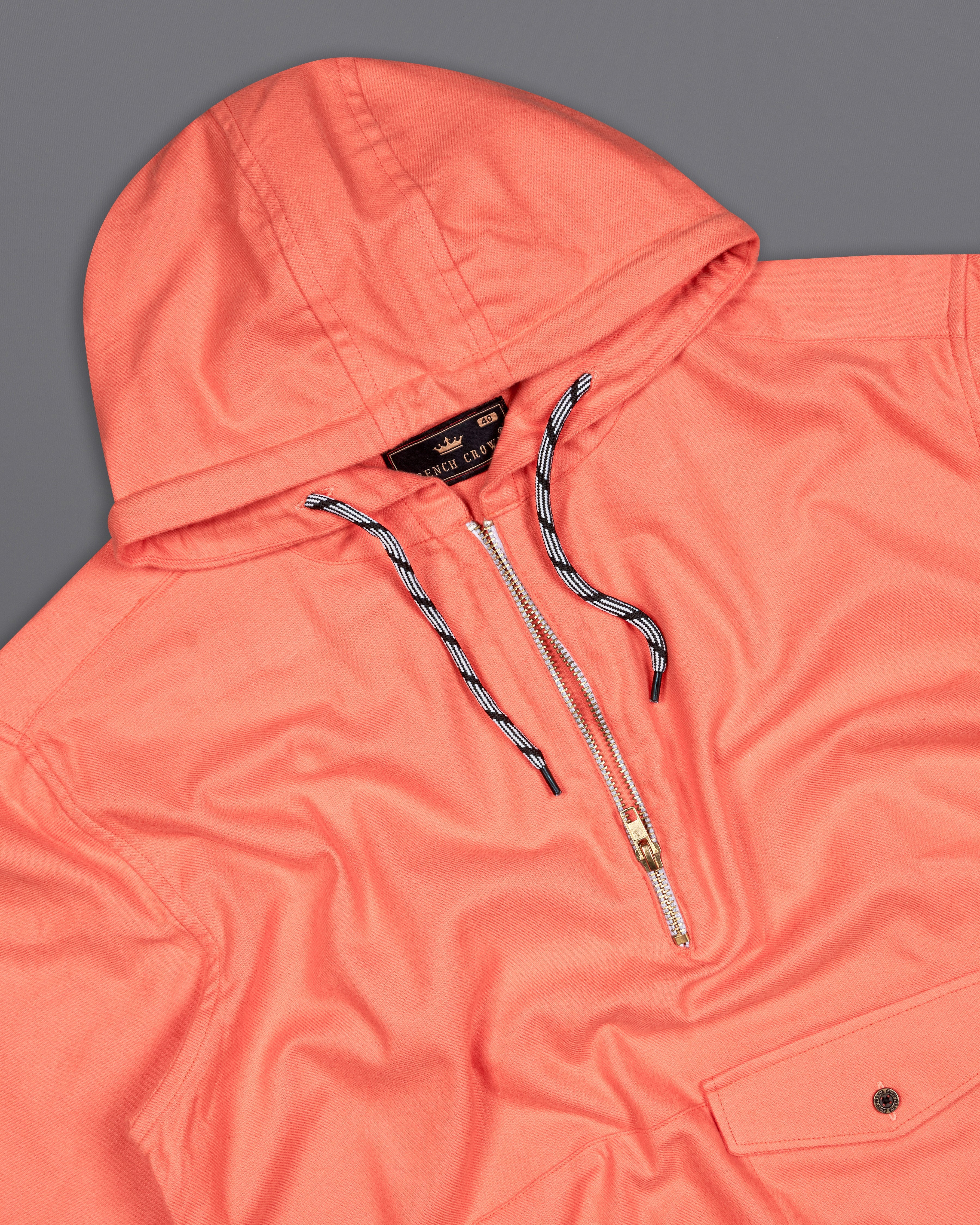 Bittersweet Peach Flannel Designer Hoodie Shirt 10007-CHD-MB-ZP-P166-38, 10007-CHD-MB-ZP-P166-39, 10007-CHD-MB-ZP-P166-40, 10007-CHD-MB-ZP-P166-42, 10007-CHD-MB-ZP-P166-44, 10007-CHD-MB-ZP-P166-46, 10007-CHD-MB-ZP-P166-48, 10007-CHD-MB-ZP-P166-50, 10007-CHD-MB-ZP-P166-52