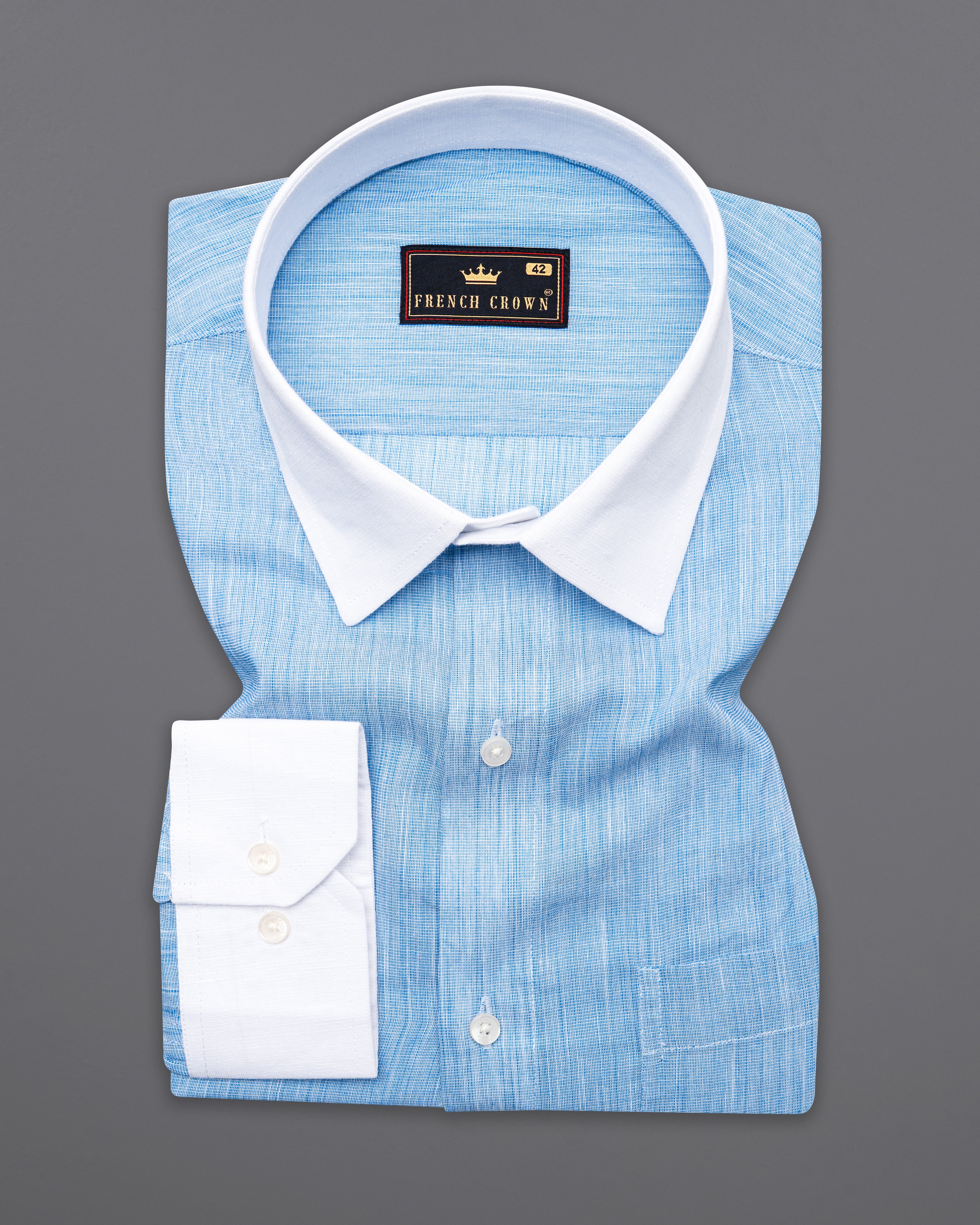 Carolina Blue with White Cuffs and Collar Chambray Shirt 10009-WCC-38, 10009-WCC-H-38, 10009-WCC-39, 10009-WCC-H-39, 10009-WCC-40, 10009-WCC-H-40, 10009-WCC-42, 10009-WCC-H-42, 10009-WCC-44, 10009-WCC-H-44, 10009-WCC-46, 10009-WCC-H-46, 10009-WCC-48, 10009-WCC-H-48, 10009-WCC-50, 10009-WCC-H-50, 10009-WCC-52, 10009-WCC-H-52