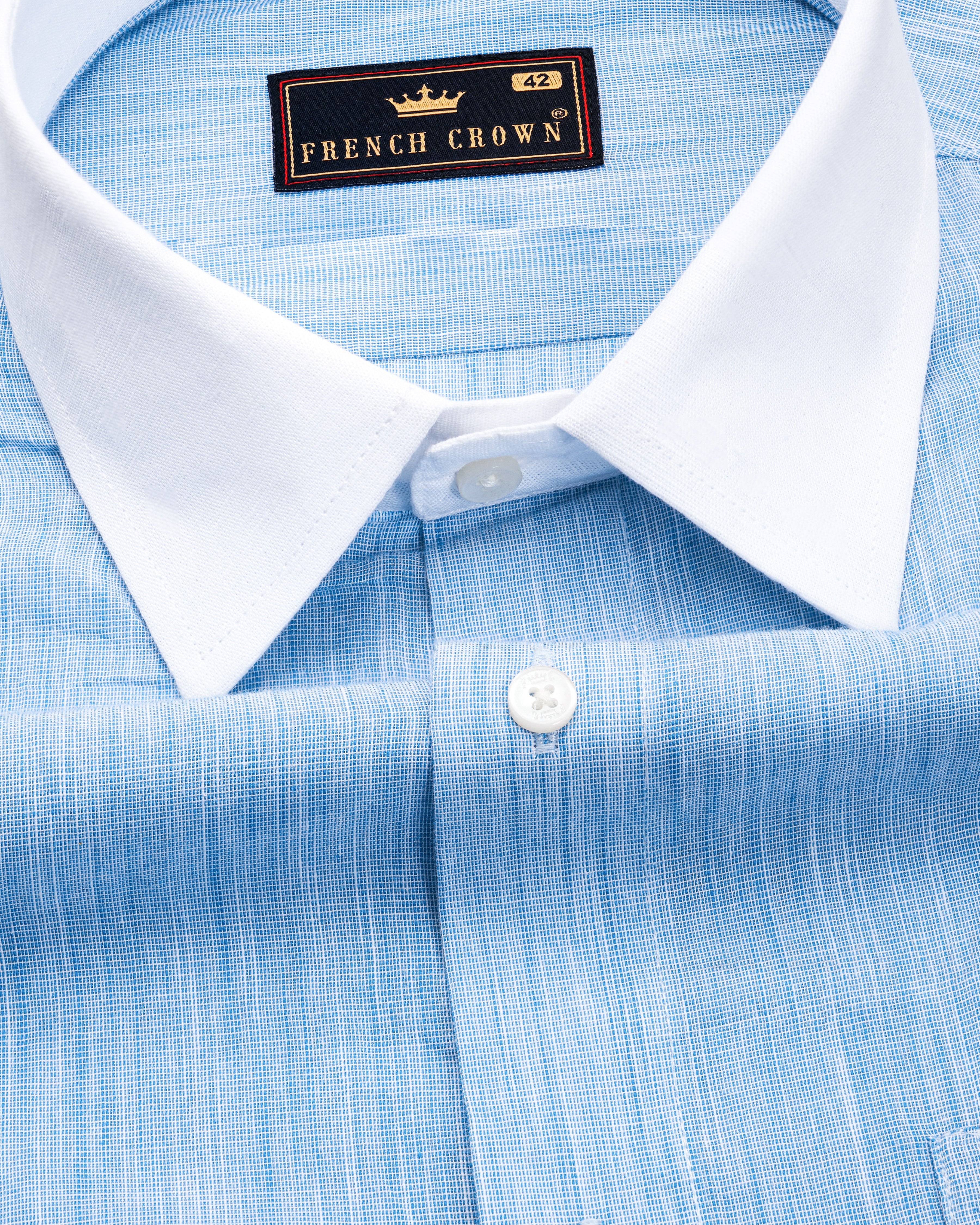 Carolina Blue with White Cuffs and Collar Chambray Shirt 10009-WCC-38, 10009-WCC-H-38, 10009-WCC-39, 10009-WCC-H-39, 10009-WCC-40, 10009-WCC-H-40, 10009-WCC-42, 10009-WCC-H-42, 10009-WCC-44, 10009-WCC-H-44, 10009-WCC-46, 10009-WCC-H-46, 10009-WCC-48, 10009-WCC-H-48, 10009-WCC-50, 10009-WCC-H-50, 10009-WCC-52, 10009-WCC-H-52